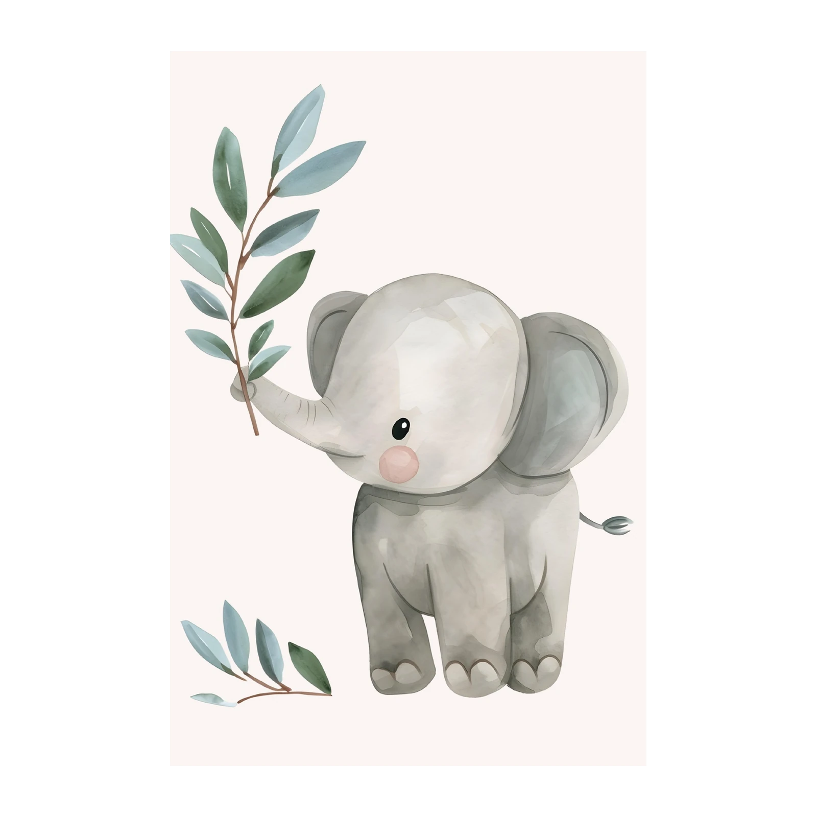 Cute Watercolor Elephant Baby Room Decor Wall Art