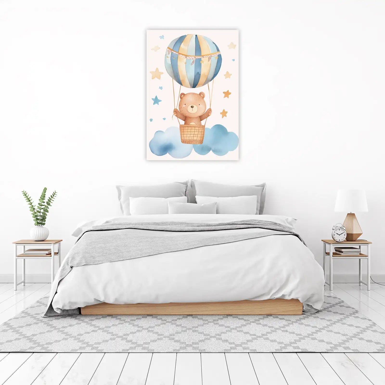 Adorable Bear Hot Air Balloon Nursery Wall Art