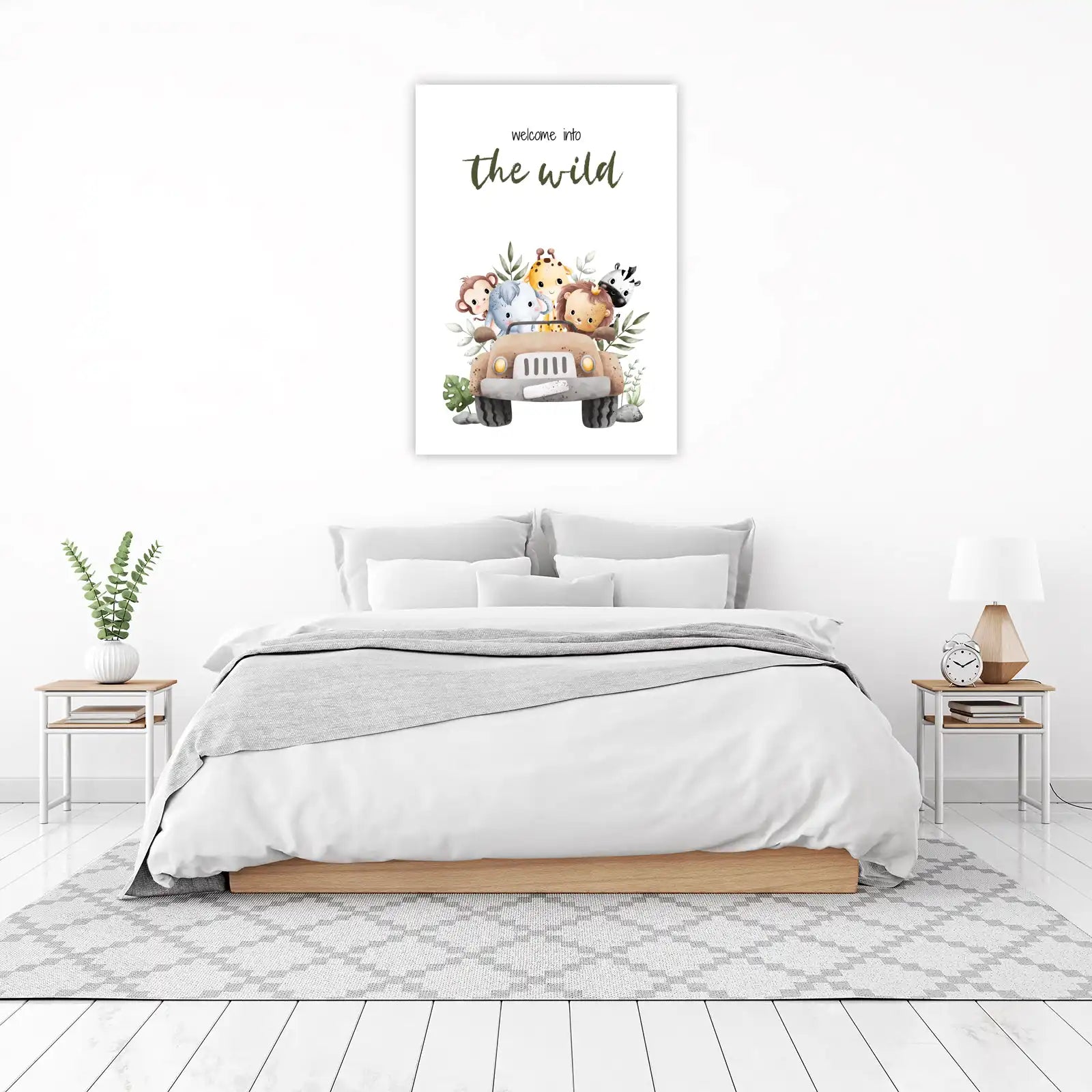 Cute Safari Animals Jeep Adventure Wall Art