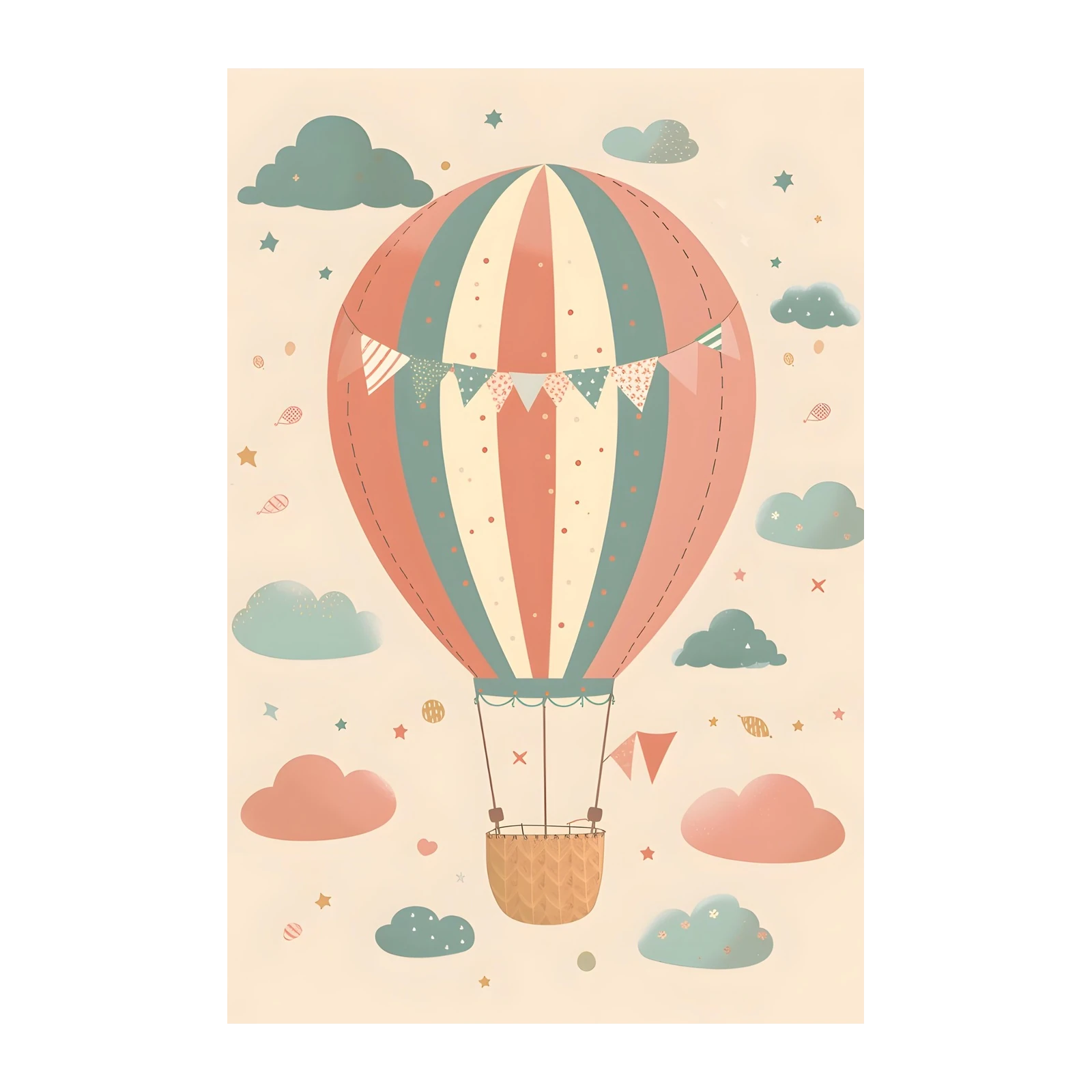 Whimsical Hot Air Balloon Sky Adventure Wall Art