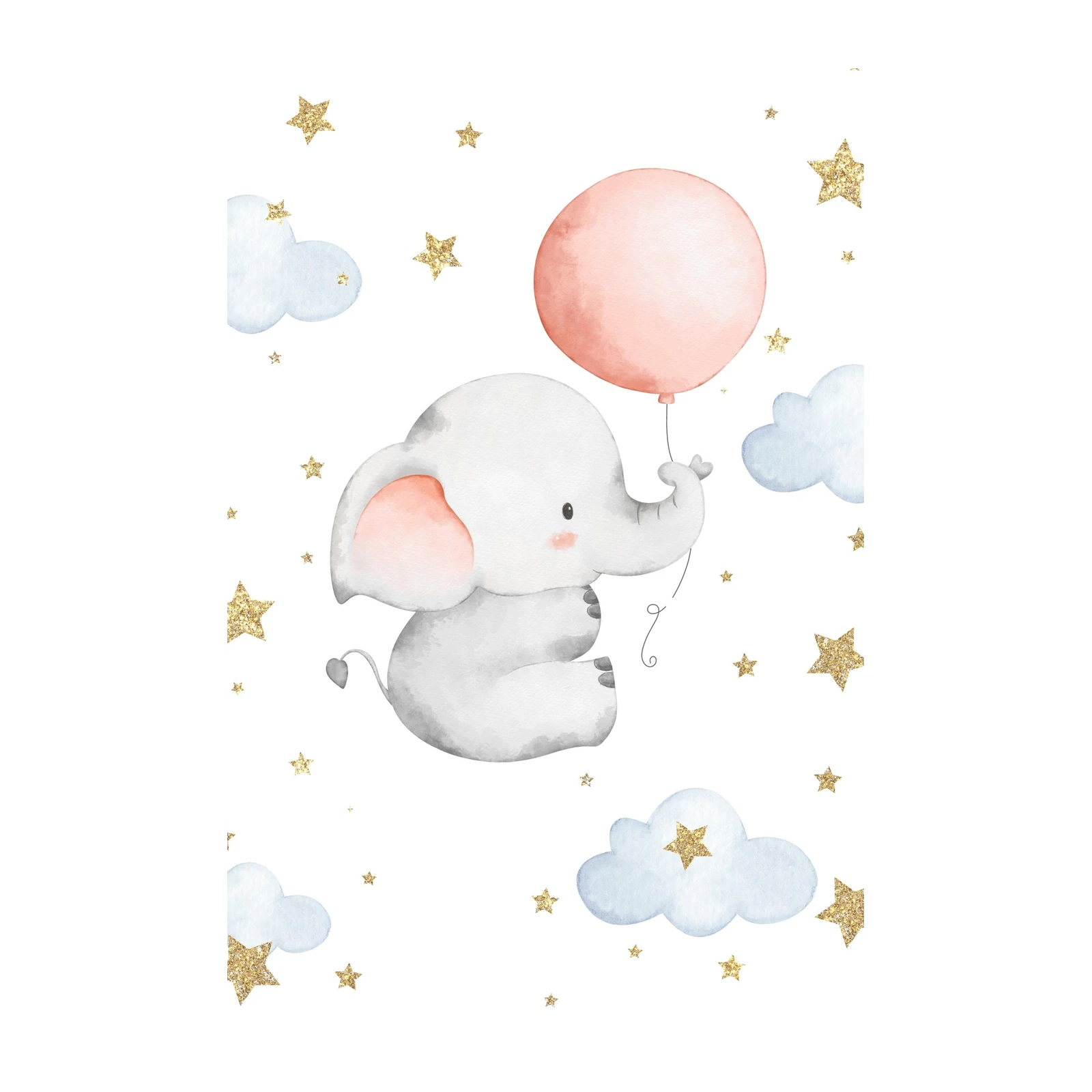 Whimsical Elephant Balloon Adventure Wall Art