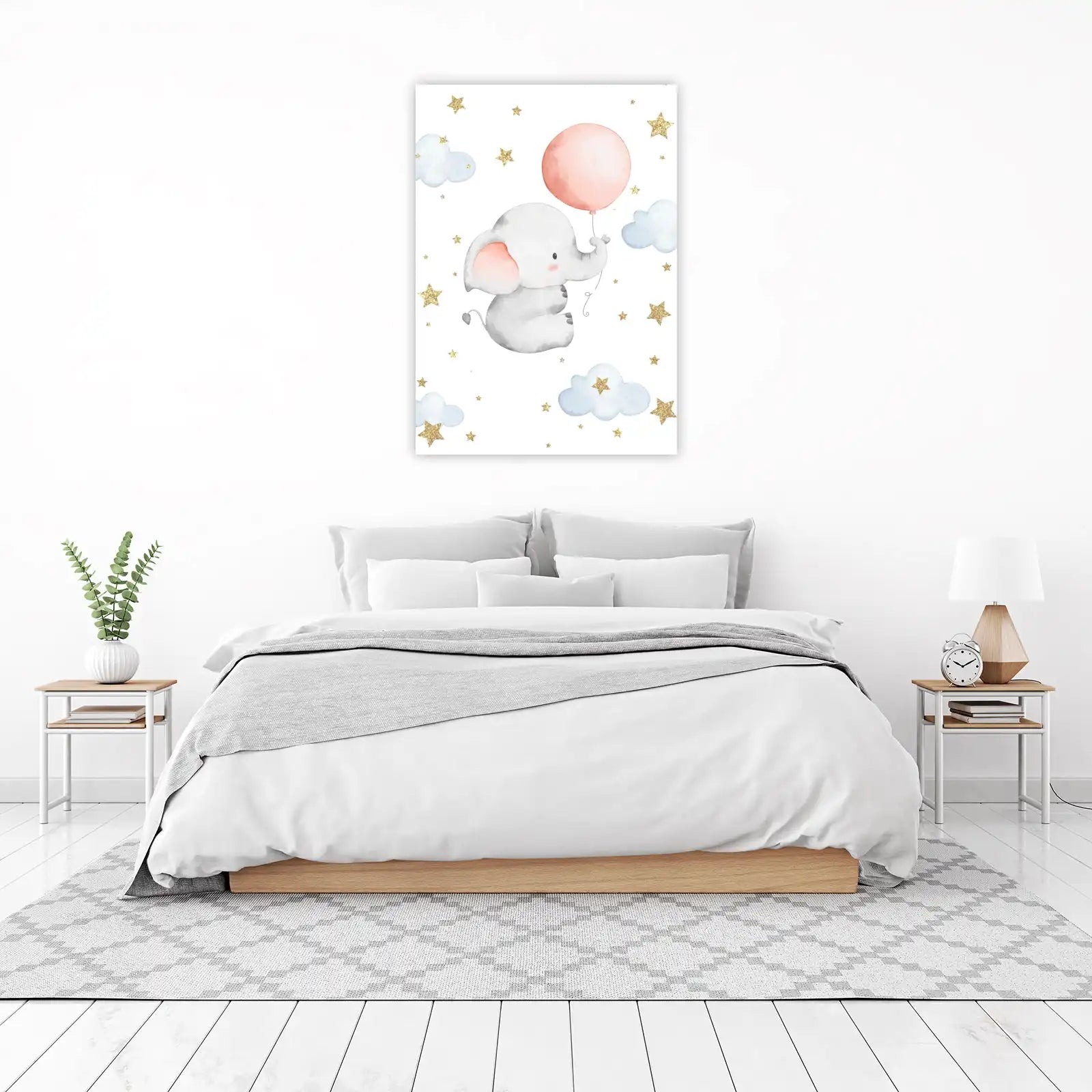Whimsical Elephant Balloon Adventure Wall Art