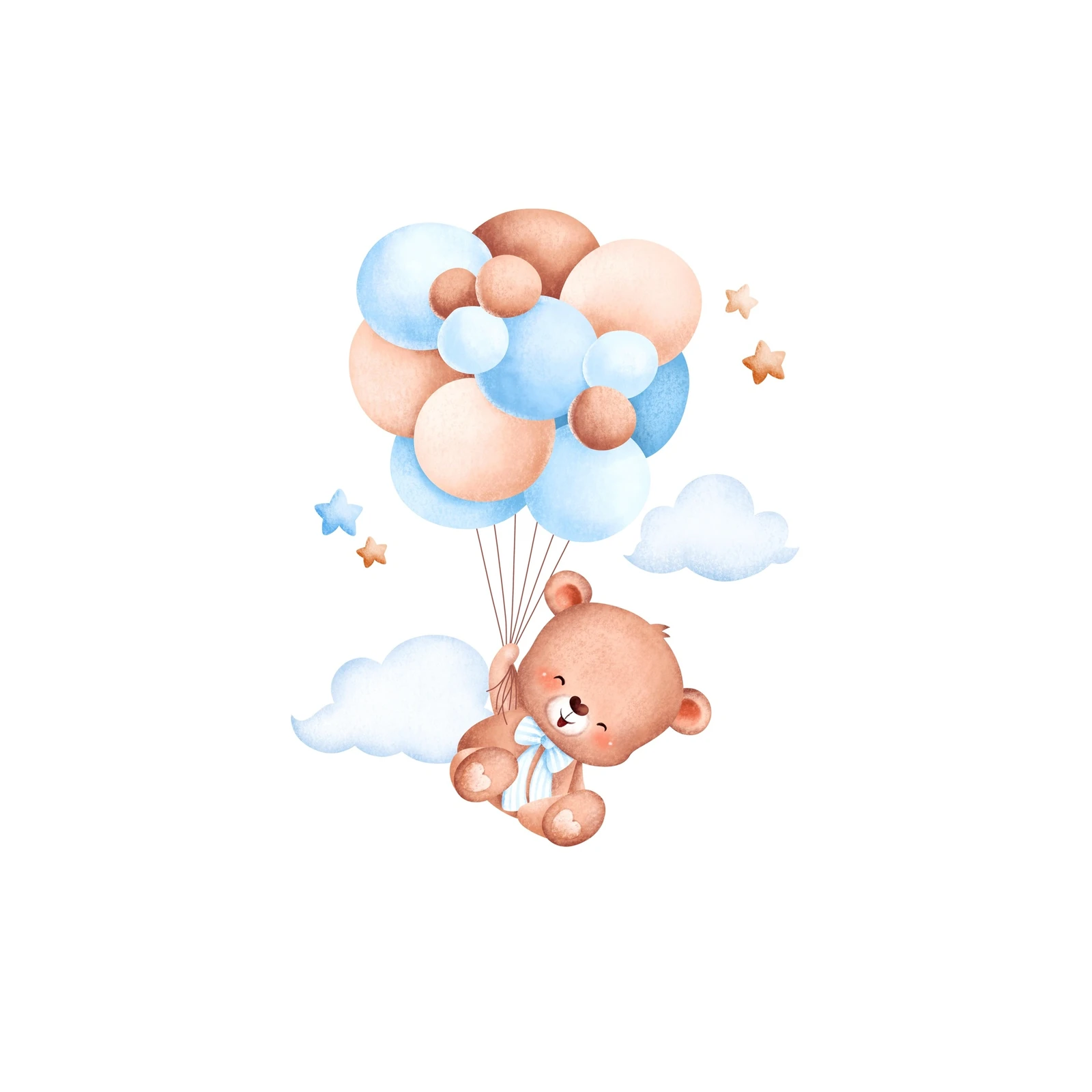 Adorable Teddy Bear Balloon Adventure Wall Art