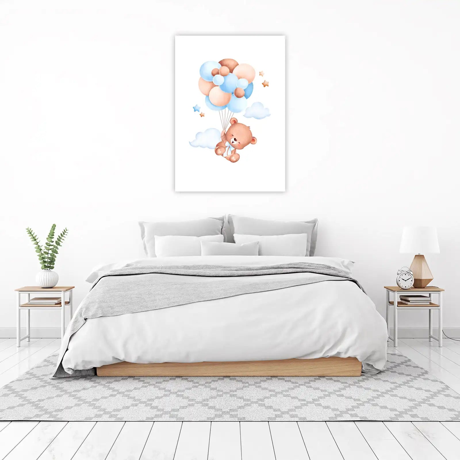 Adorable Teddy Bear Balloon Adventure Wall Art