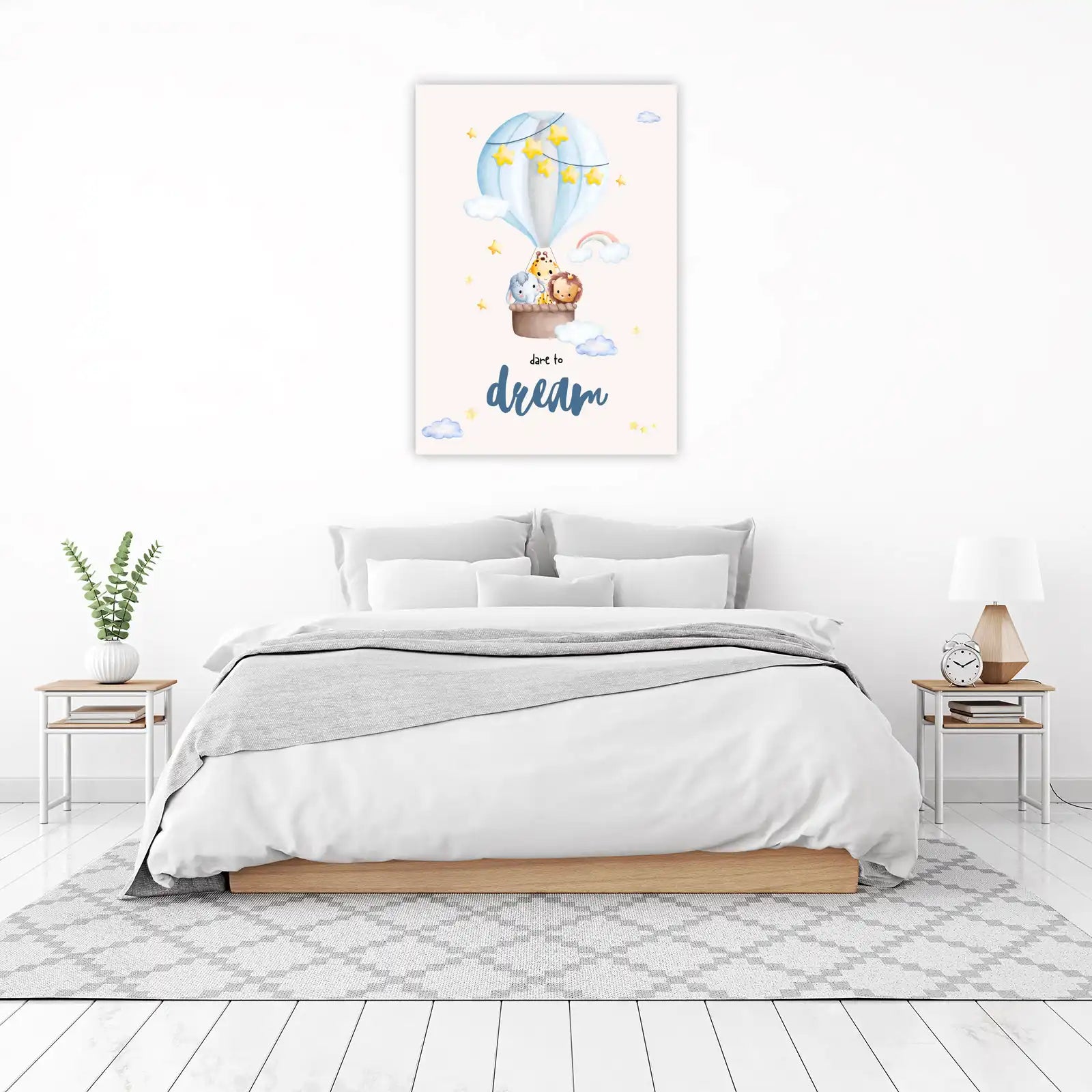 Cute Safari Animals Hot Air Balloon Wall Art