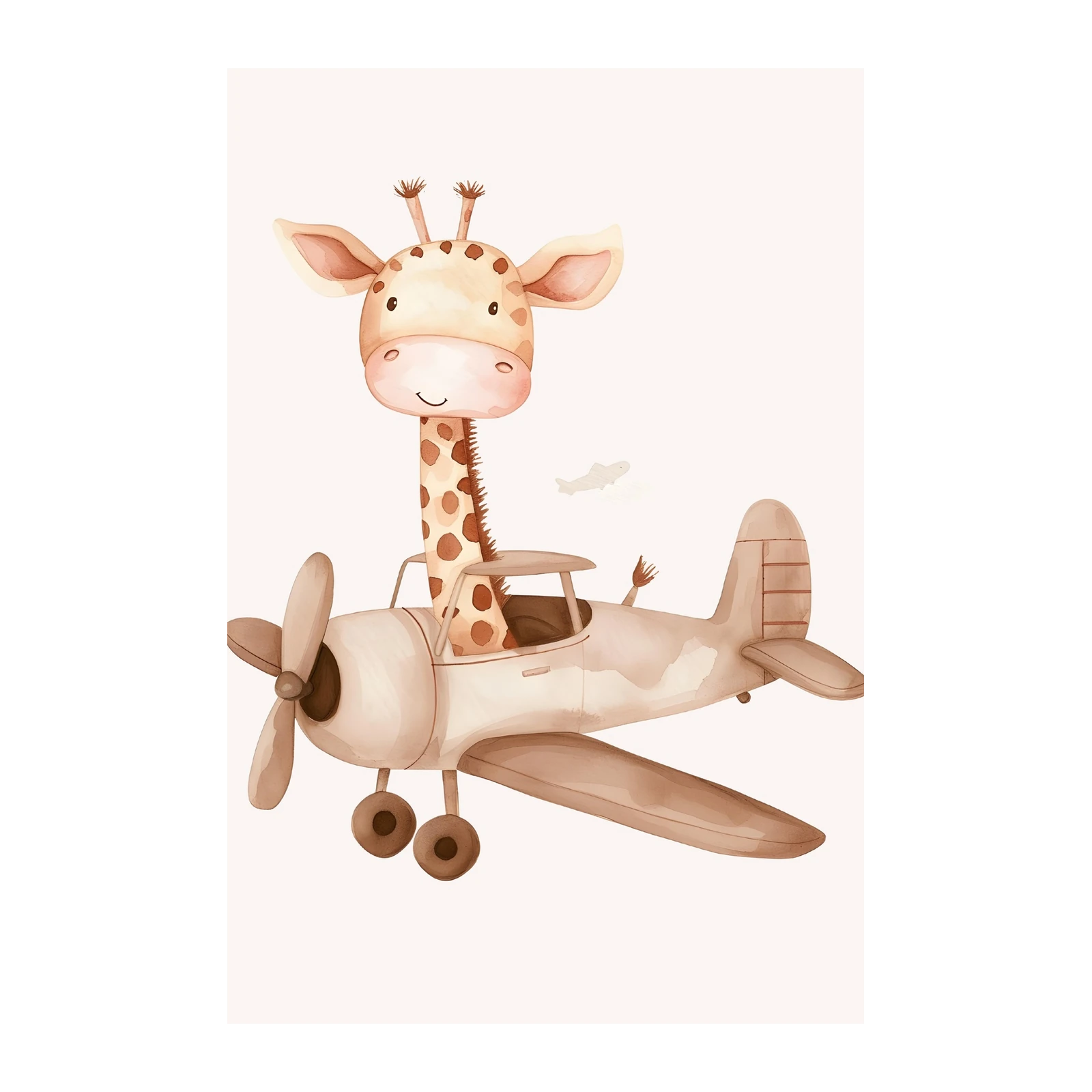 Cute Giraffe Pilot Flying Plane Wall Art