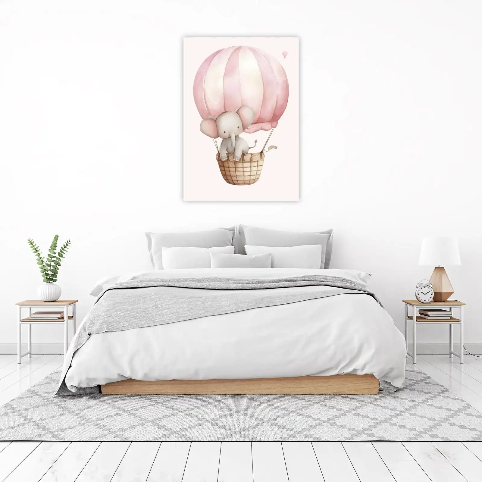 Adorable Elephant Hot Air Balloon Wall Art