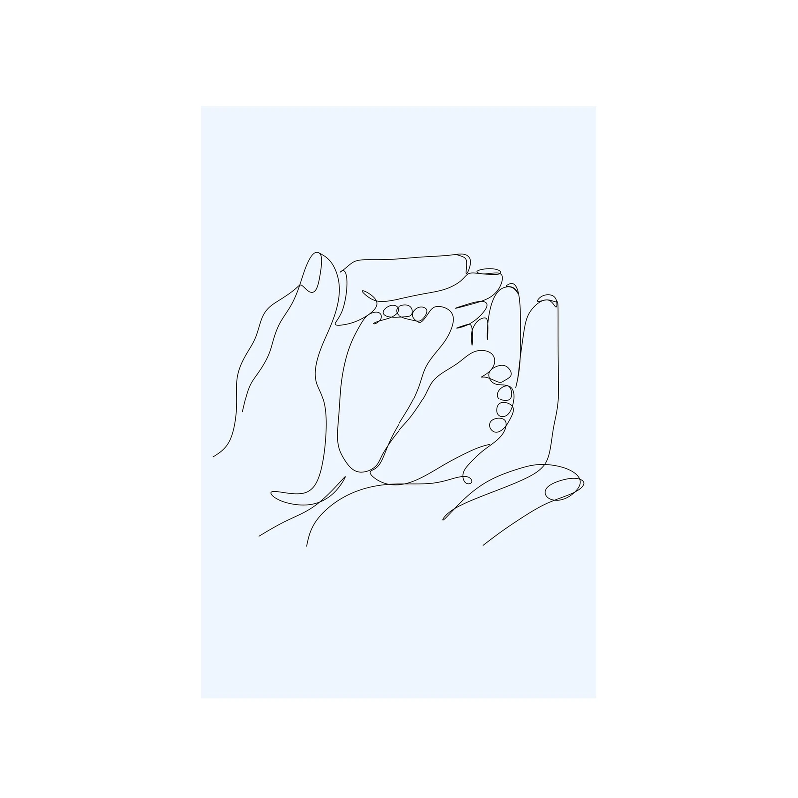 Baby Footprint Line Art Wall Art