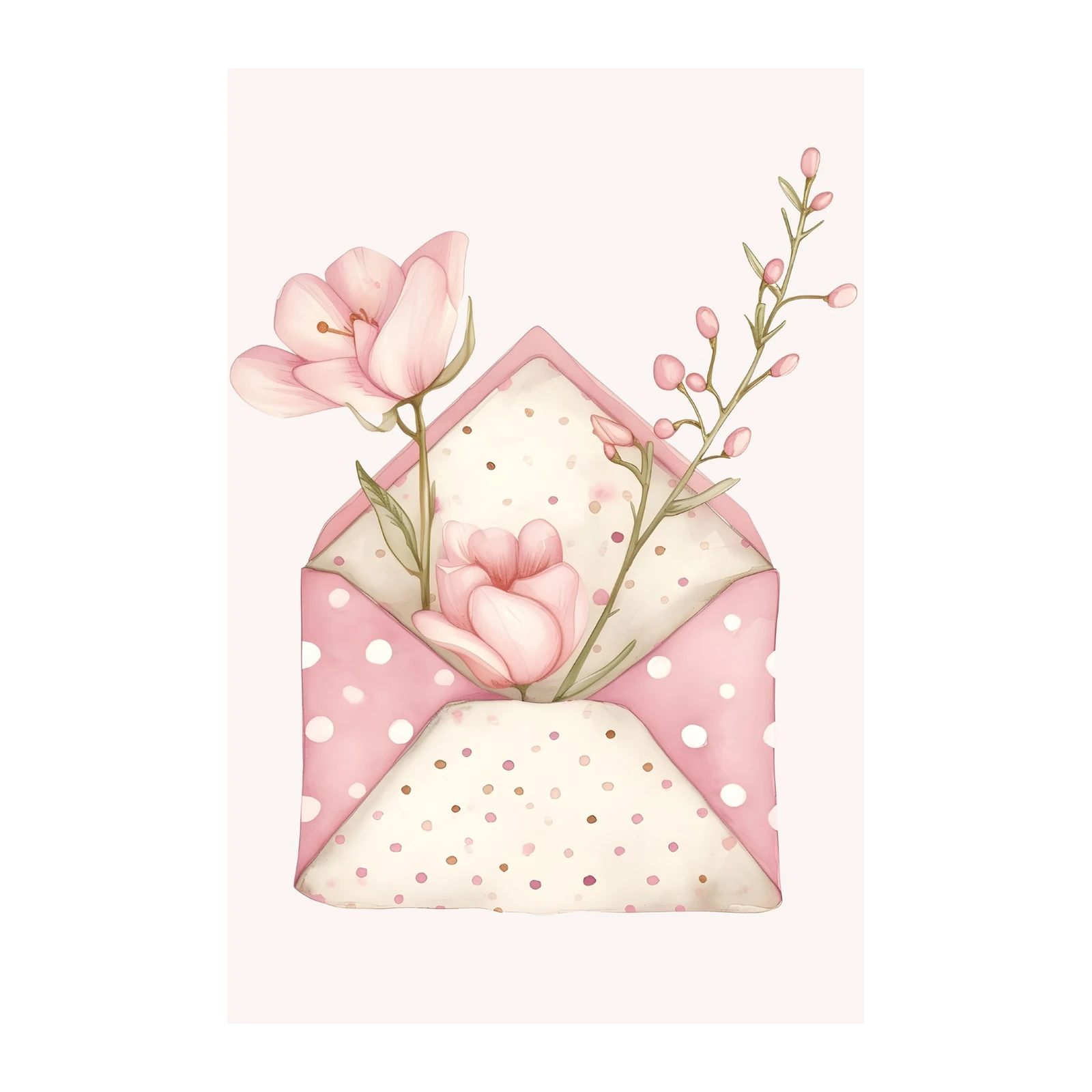Pink Floral Love Letter Watercolor Wall Art