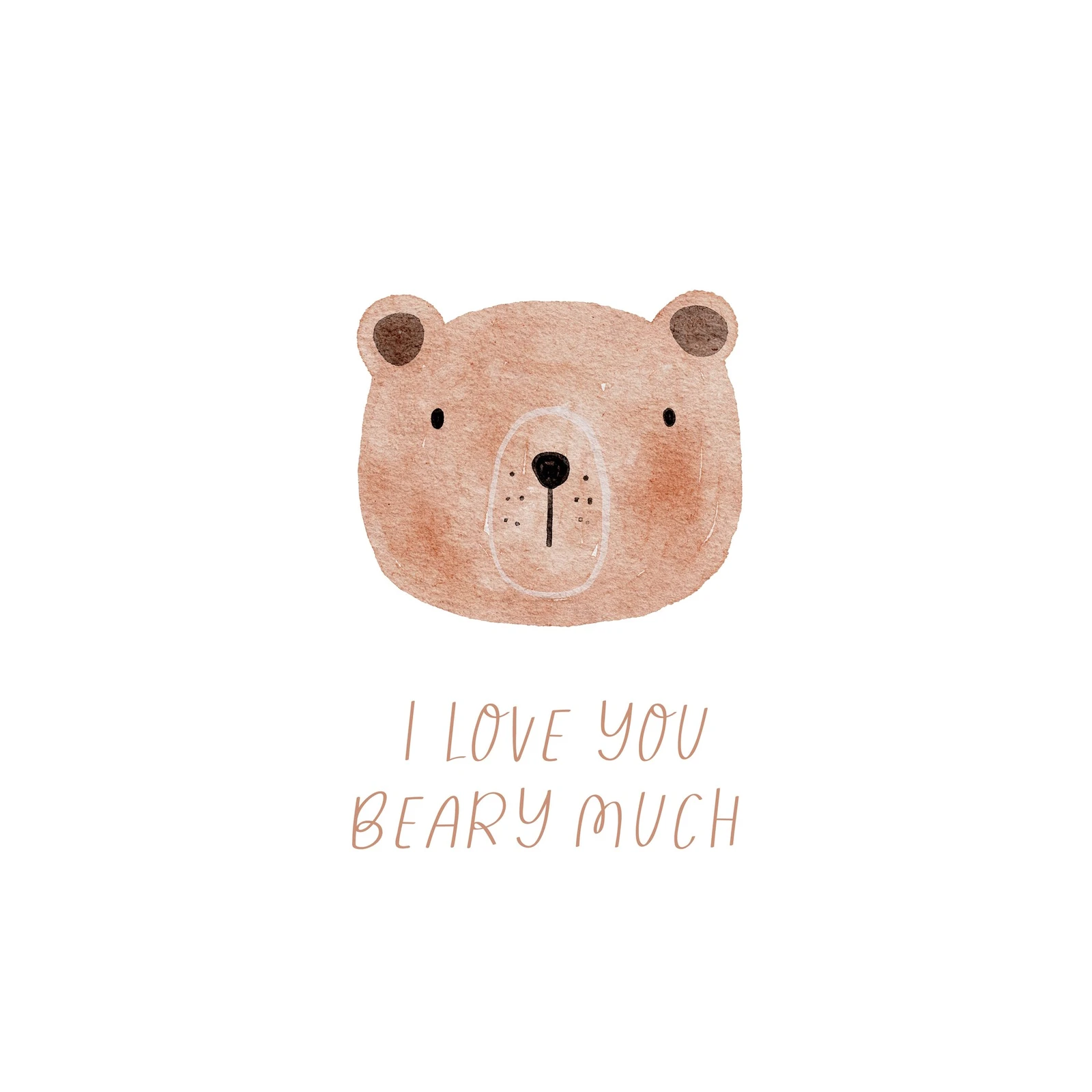 Cute Bear I Love You Beary Much Wall Art
