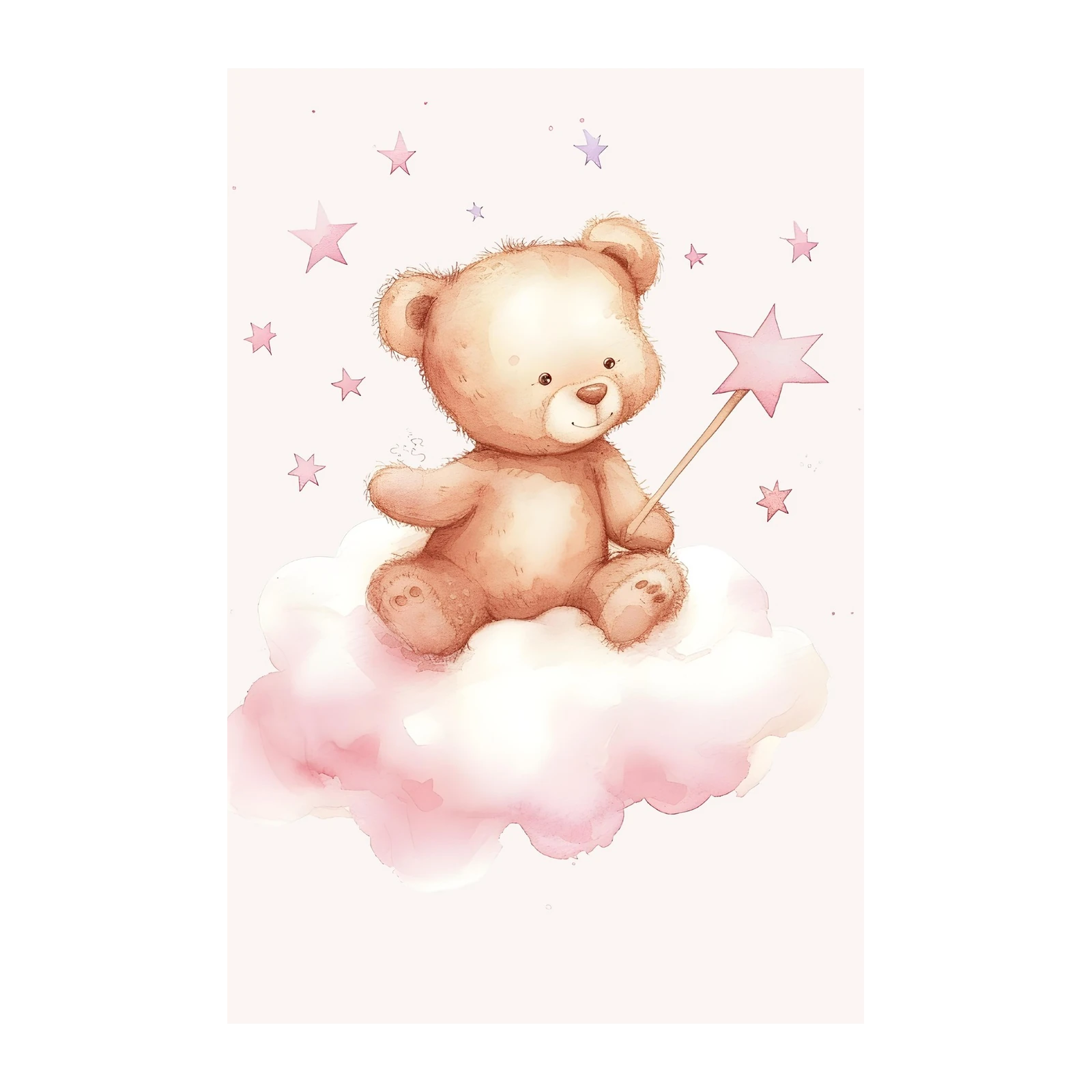Whimsical Teddy Bear with Star Wand Wall Art