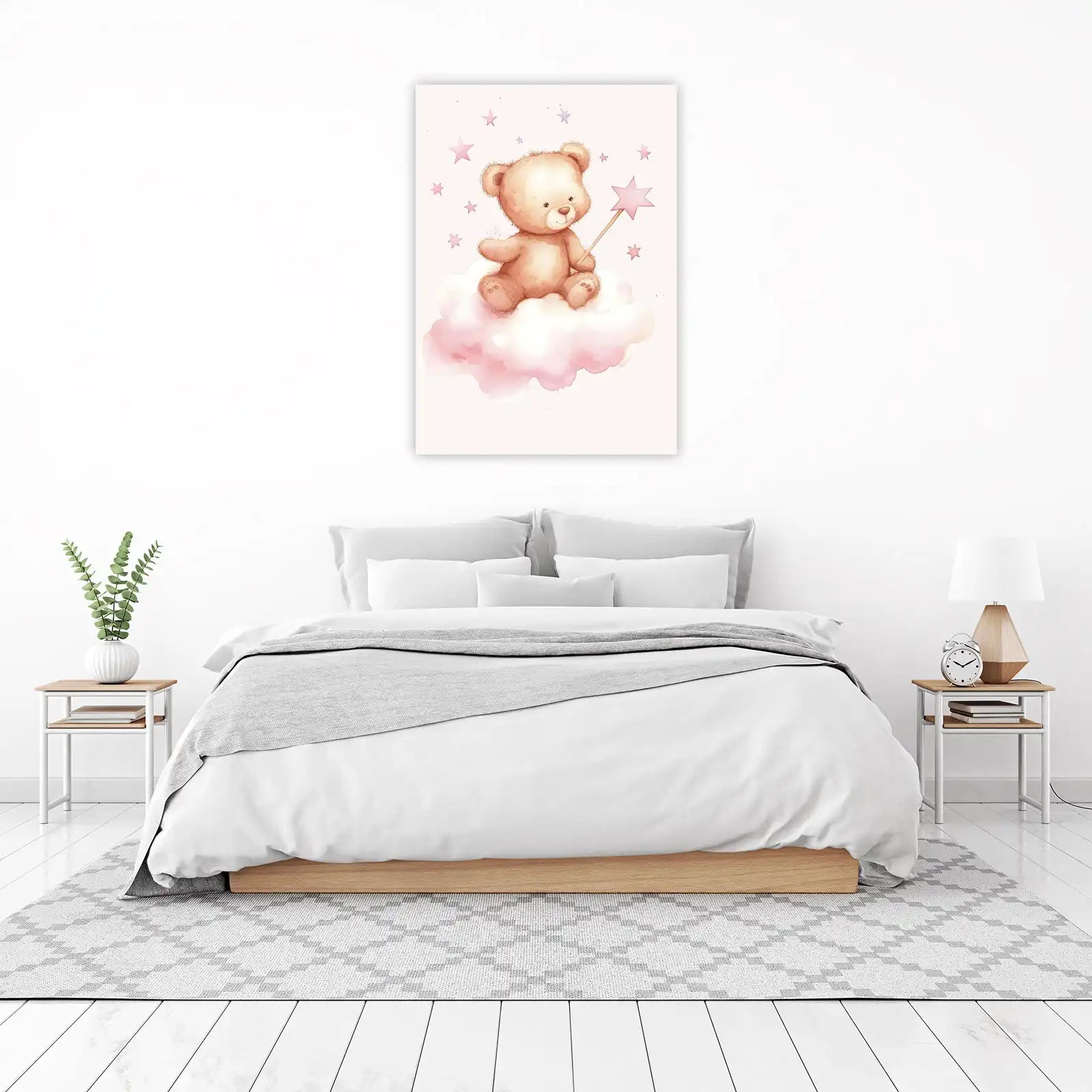 Whimsical Teddy Bear with Star Wand Wall Art
