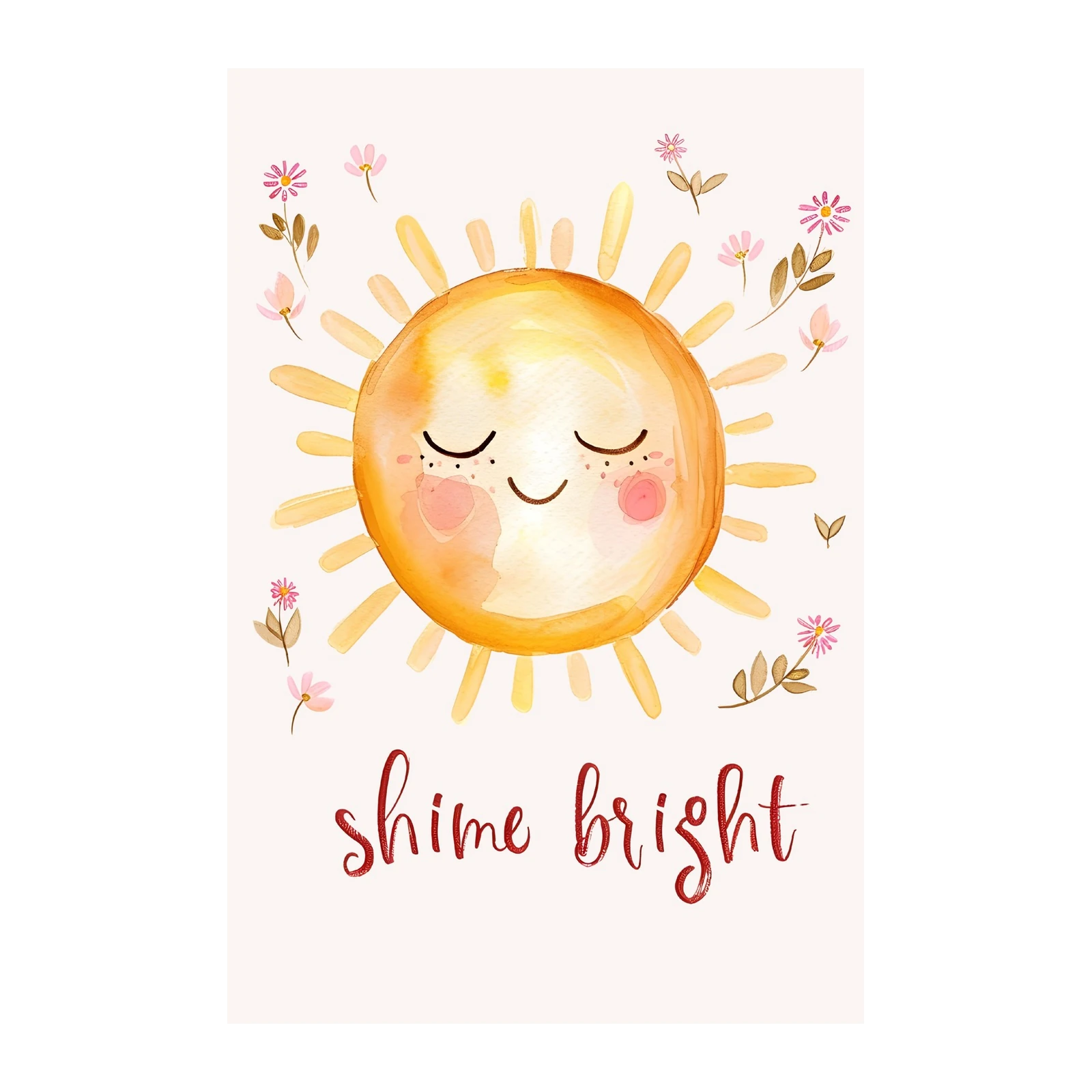 Shine Bright Watercolour Sun Wall Art