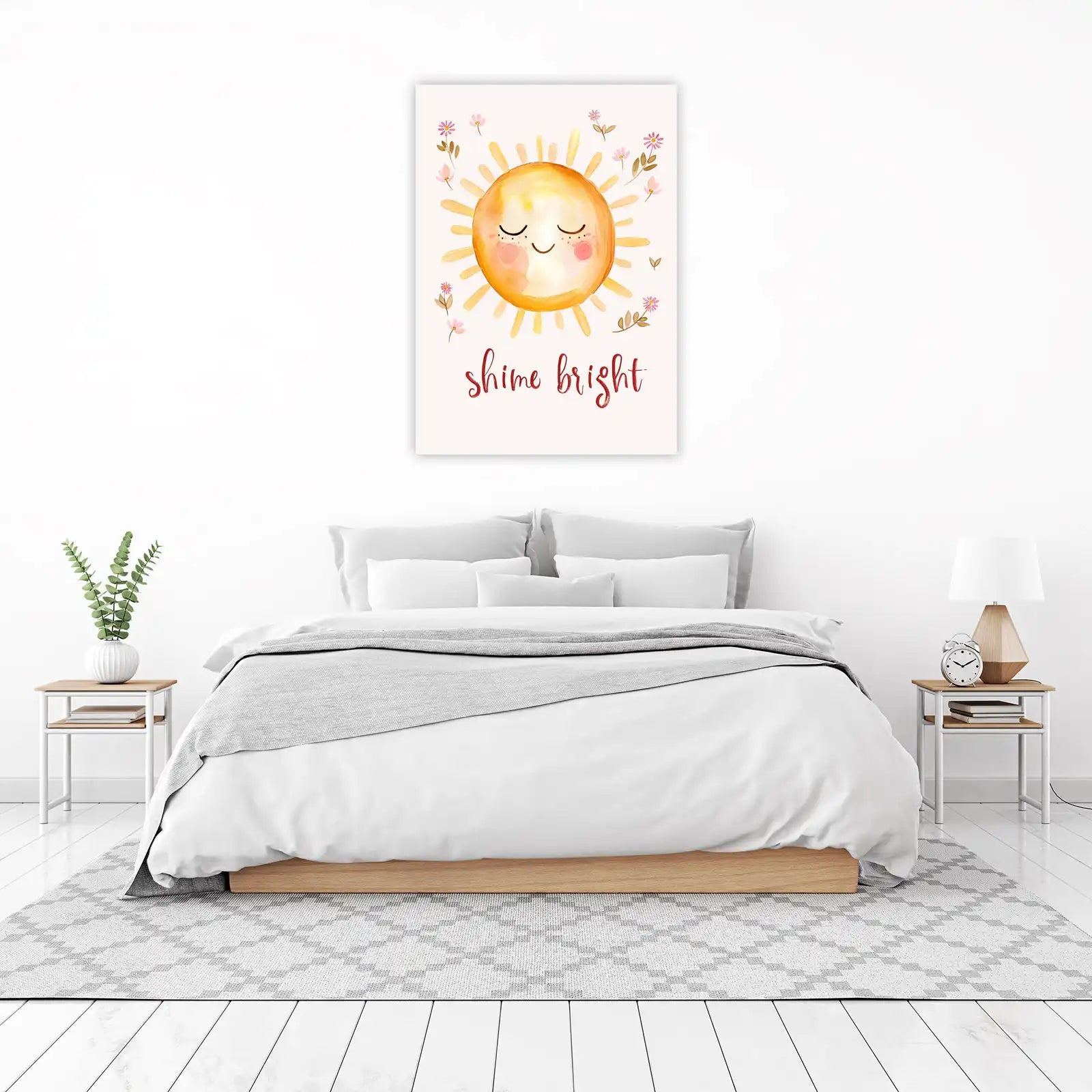Shine Bright Watercolour Sun Wall Art