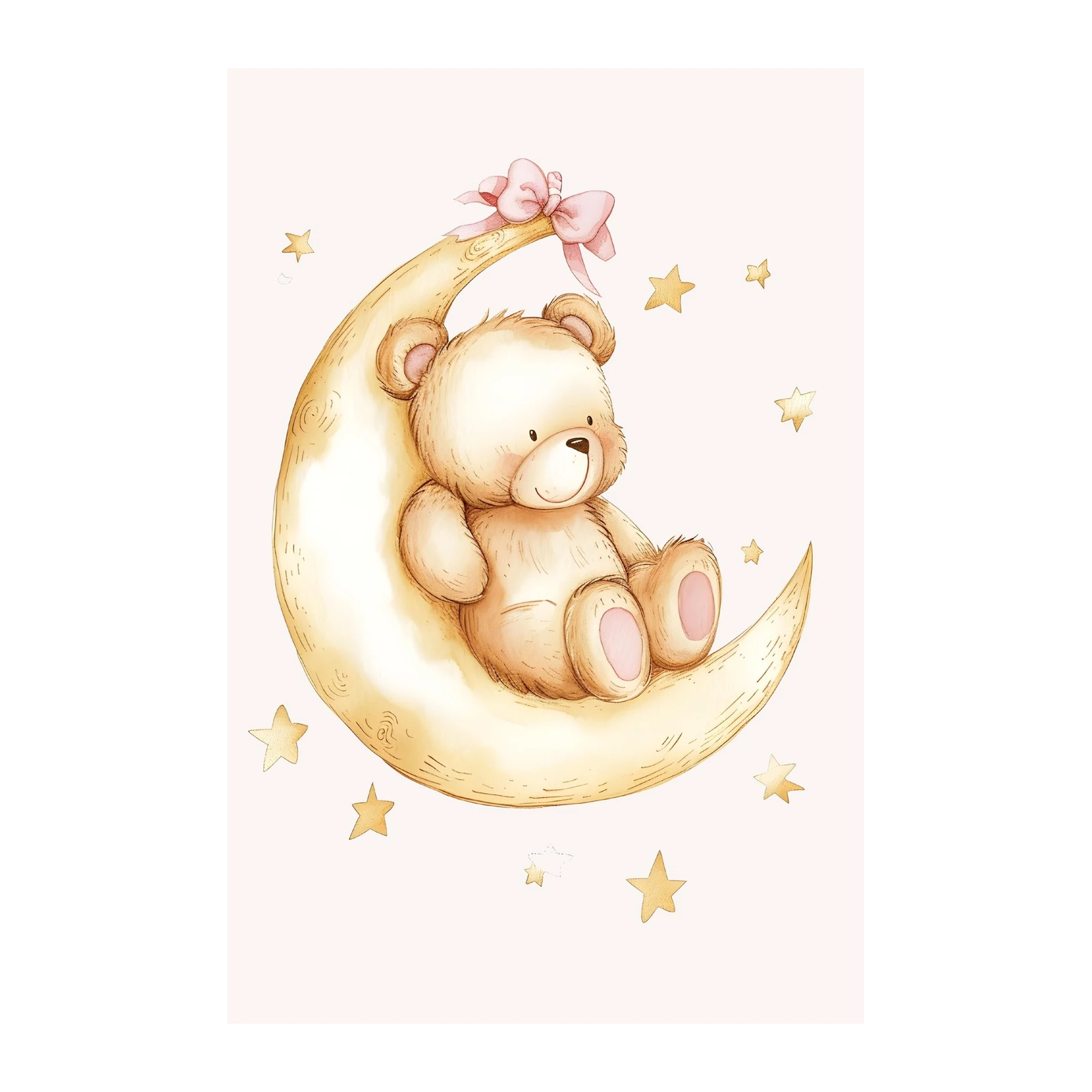 Dreamy Teddy Bear Moon & Stars Wall Art
