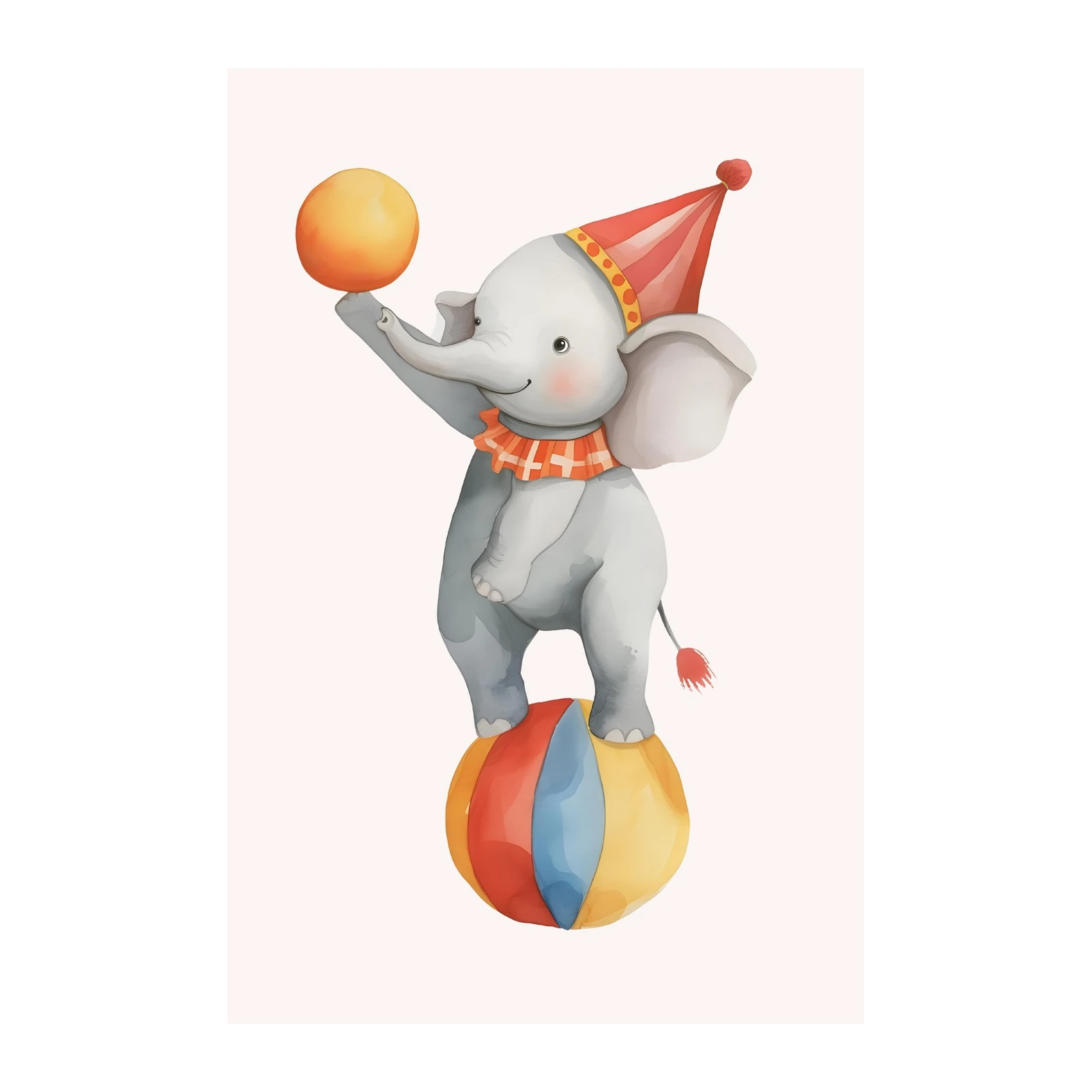Whimsical Circus Elephant Balance Ball Wall Art