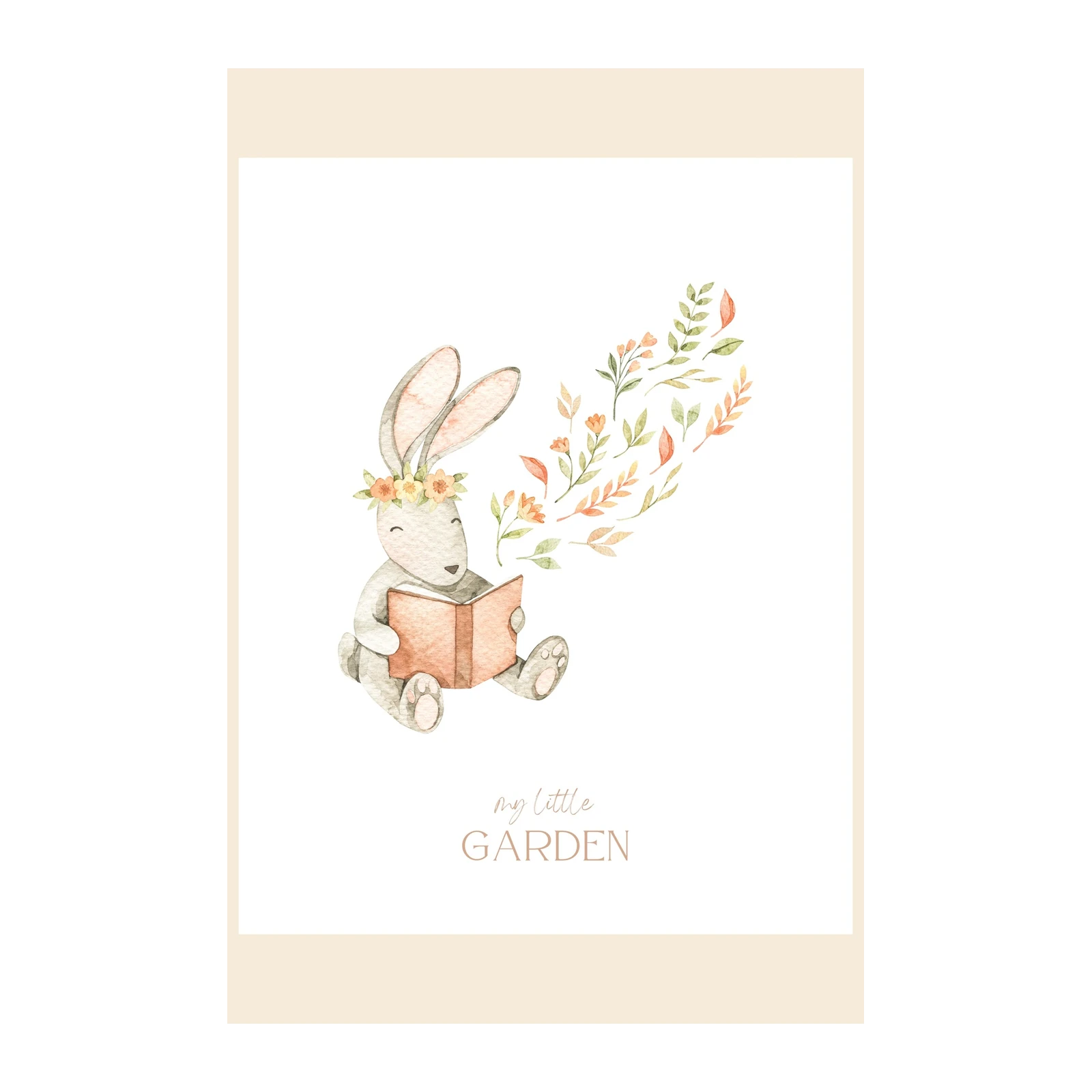Whimsical Bunny Reading Garden Art Wall Art