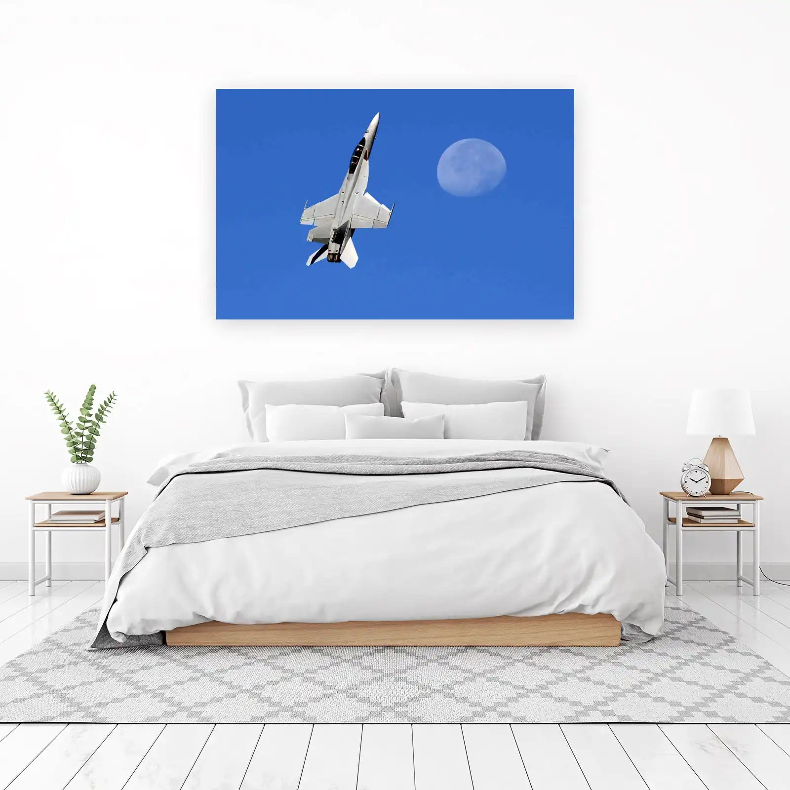 Fighter Jet Ascending Moon Wall Art