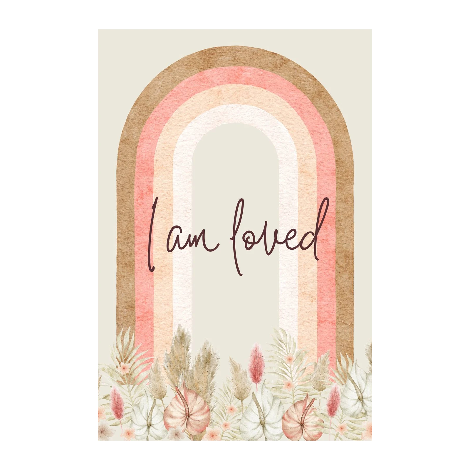 Boho "I Am Loved" Rainbow Wall Art