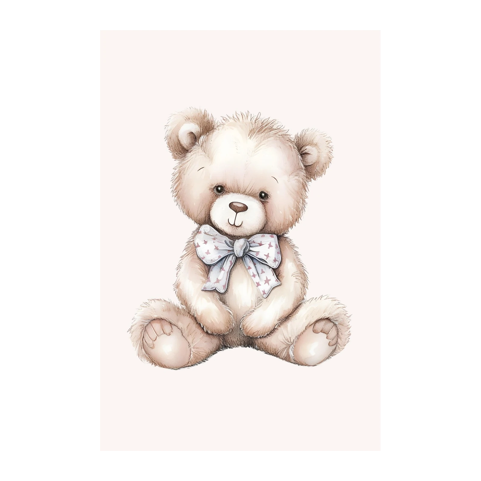 Adorable Watercolor Teddy Bear Wall Art