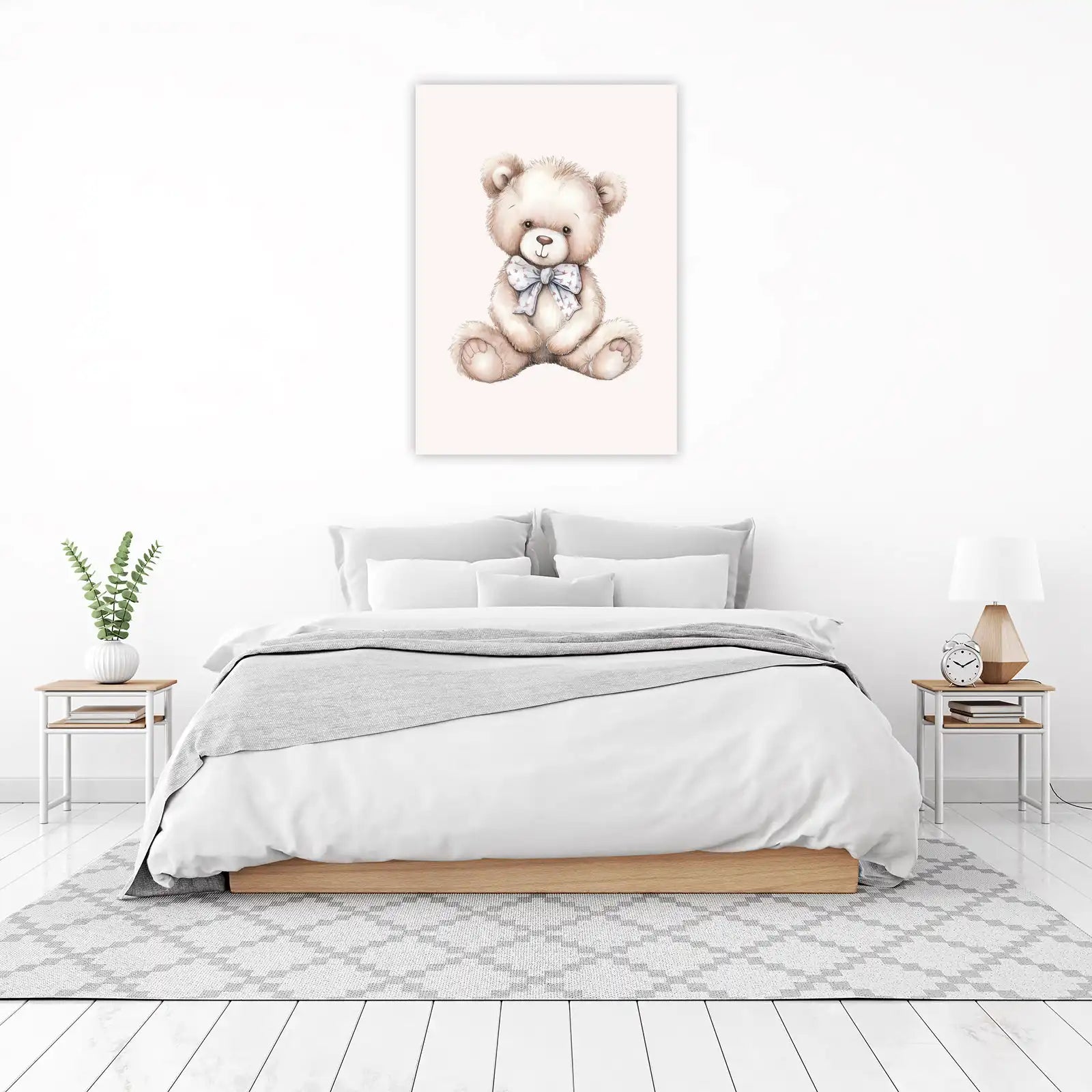Adorable Watercolor Teddy Bear Wall Art
