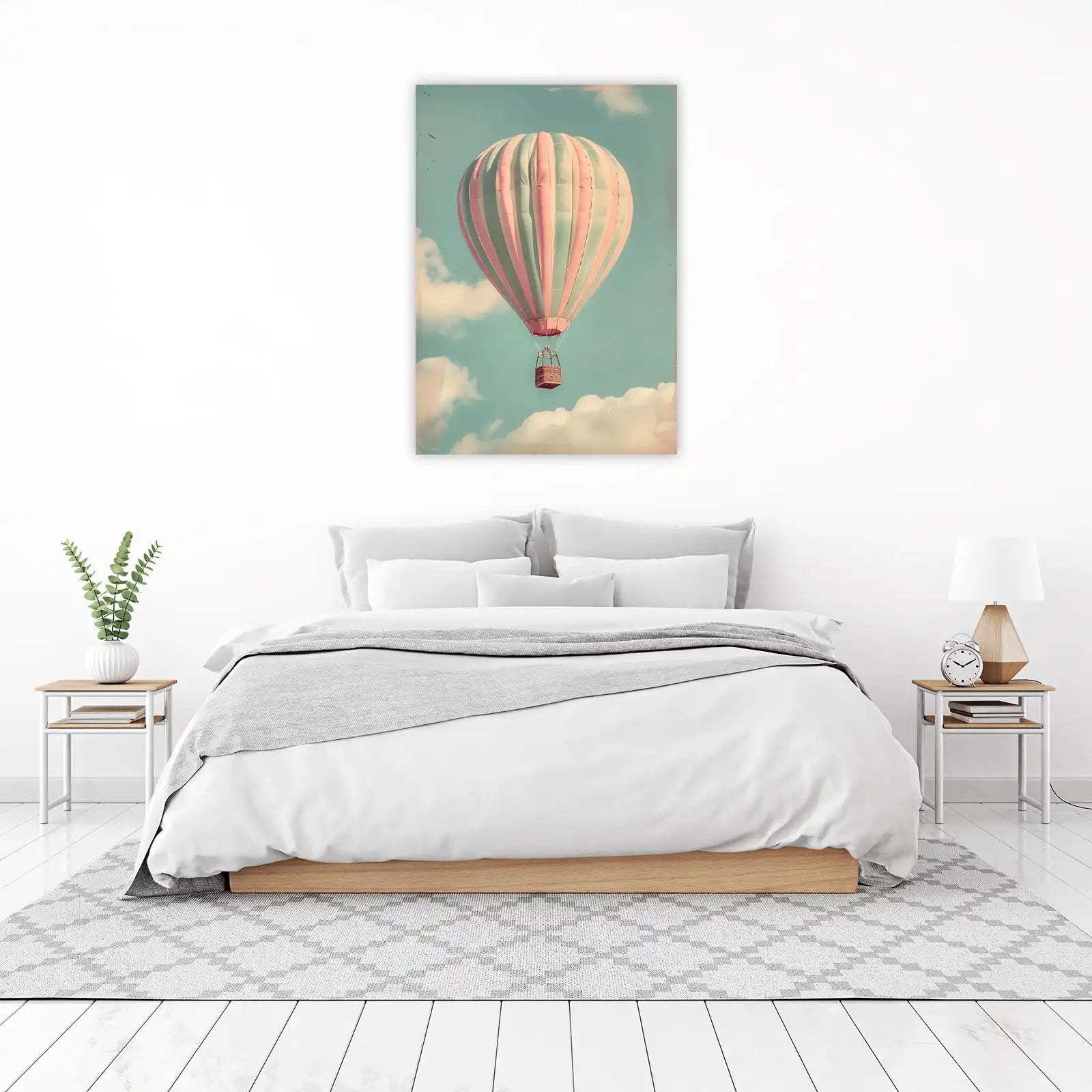 Vintage Hot Air Balloon Sky Adventure Wall Art