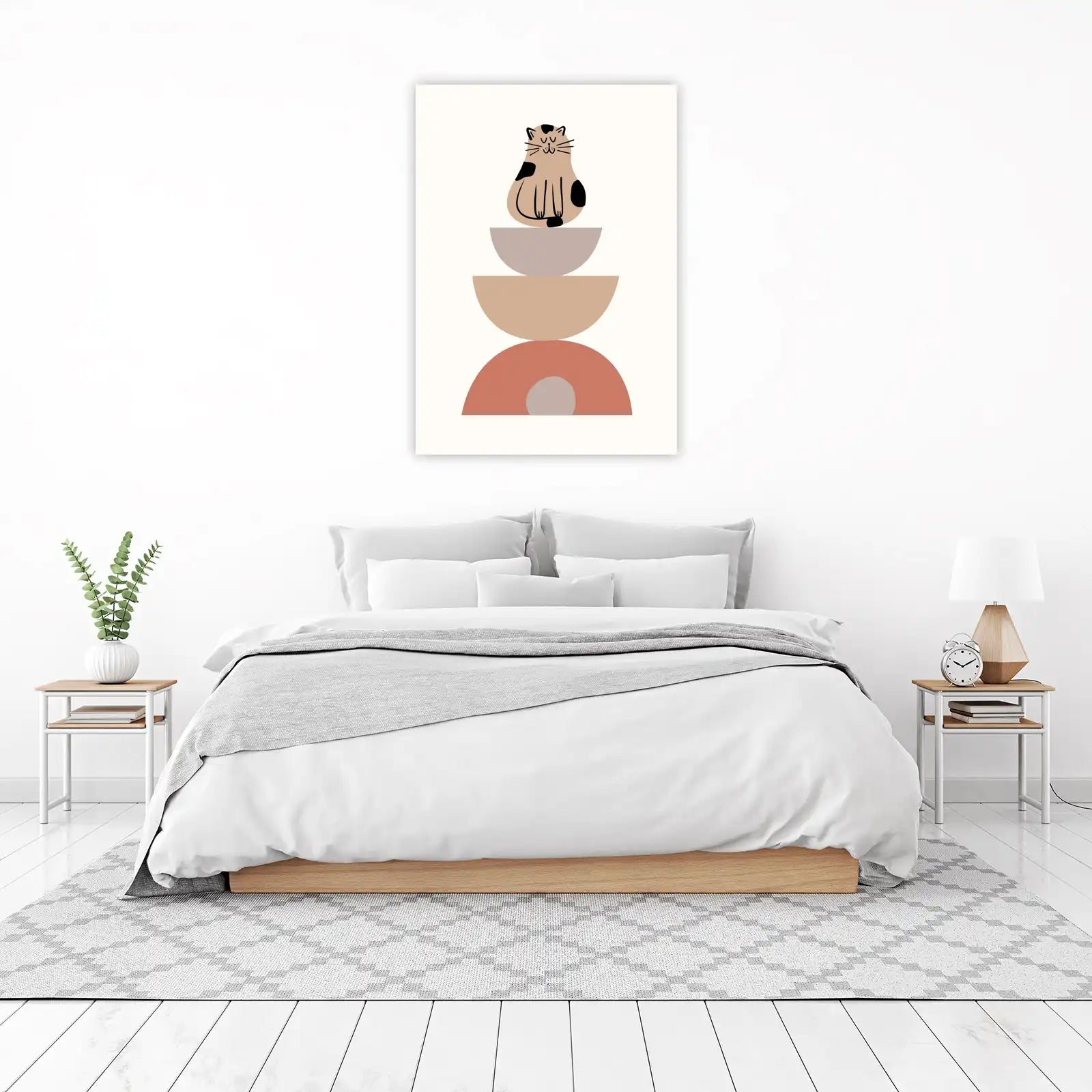 Zen Cat Boho Abstract Wall Art