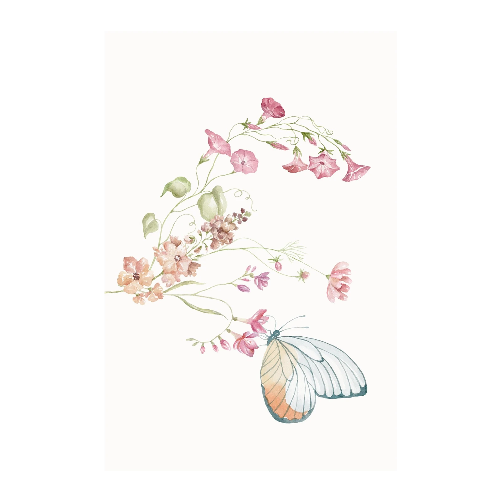 Ethereal Butterfly & Floral Garden Wall Art