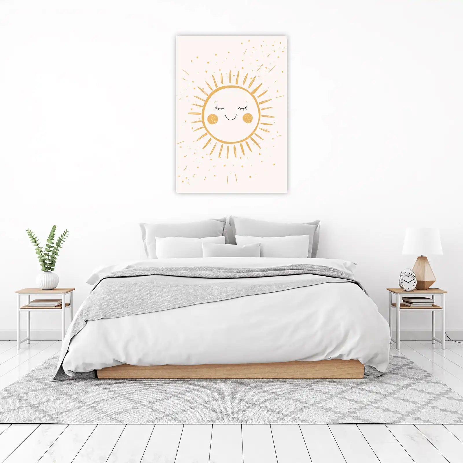 Whimsical Sun Face Boho Nursery Art Wall Art