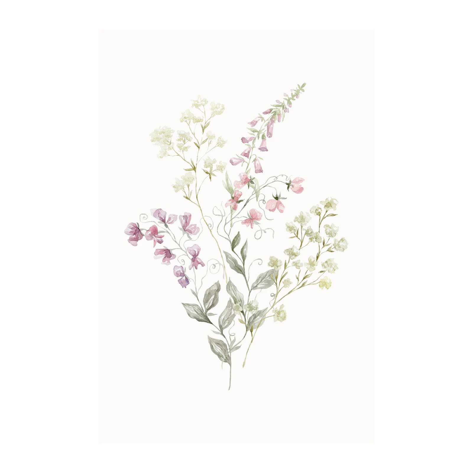 Delicate Floral Meadow Watercolor Wall Art
