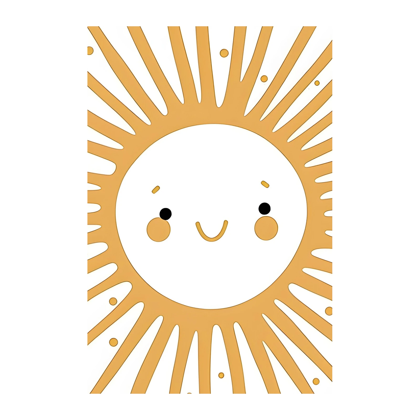 Happy Sun Face Boho Nursery Art Wall Art