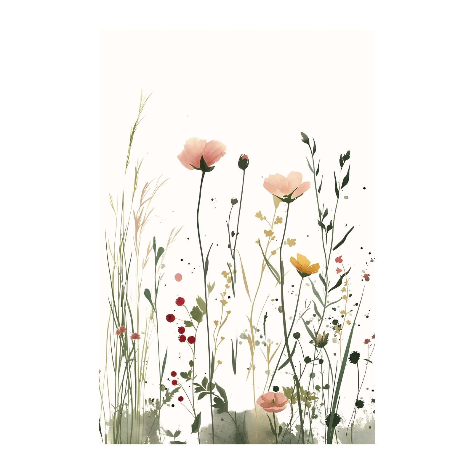 Soft Meadow Blooms Watercolor Wall Art