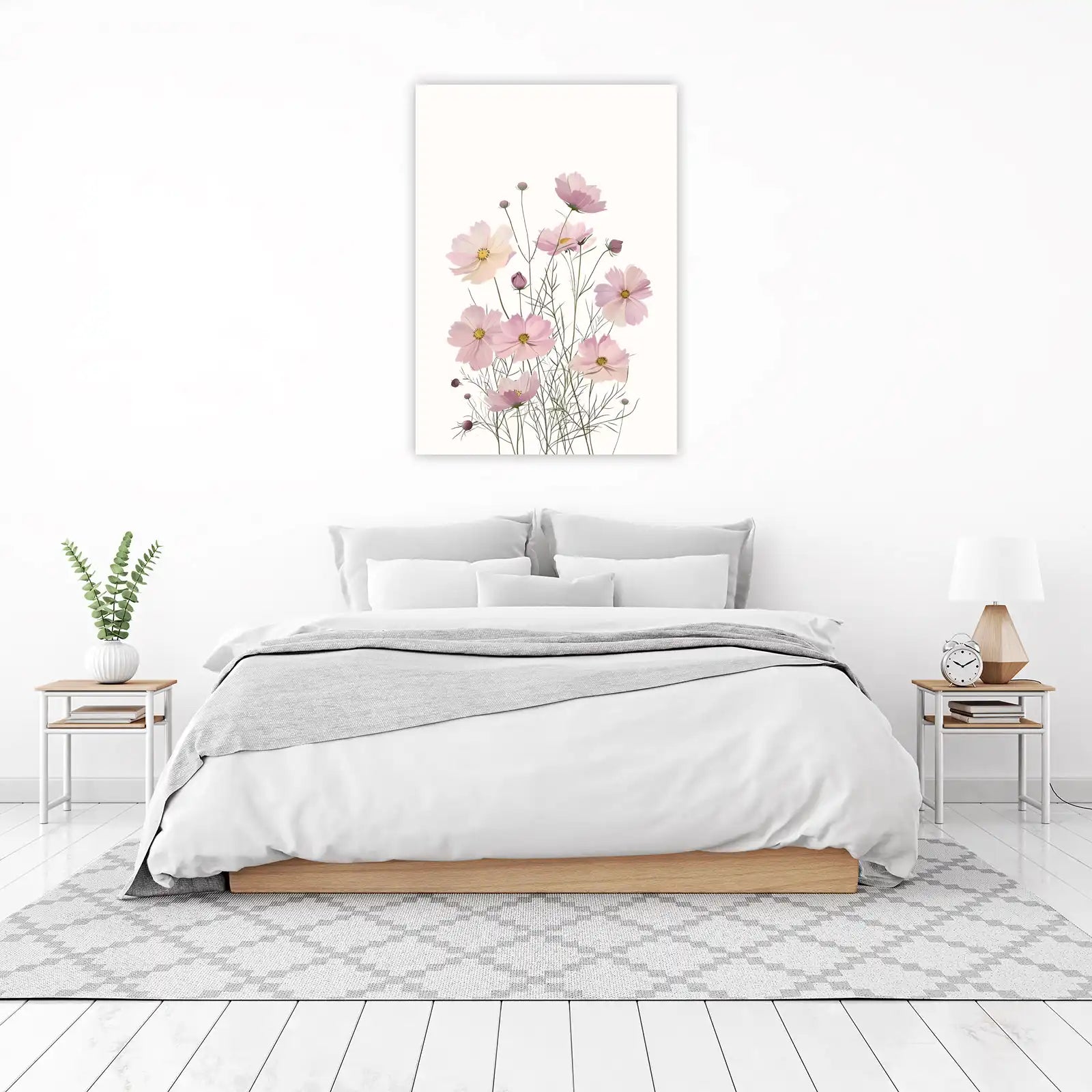 Soft Pink Cosmos Floral Wall Art