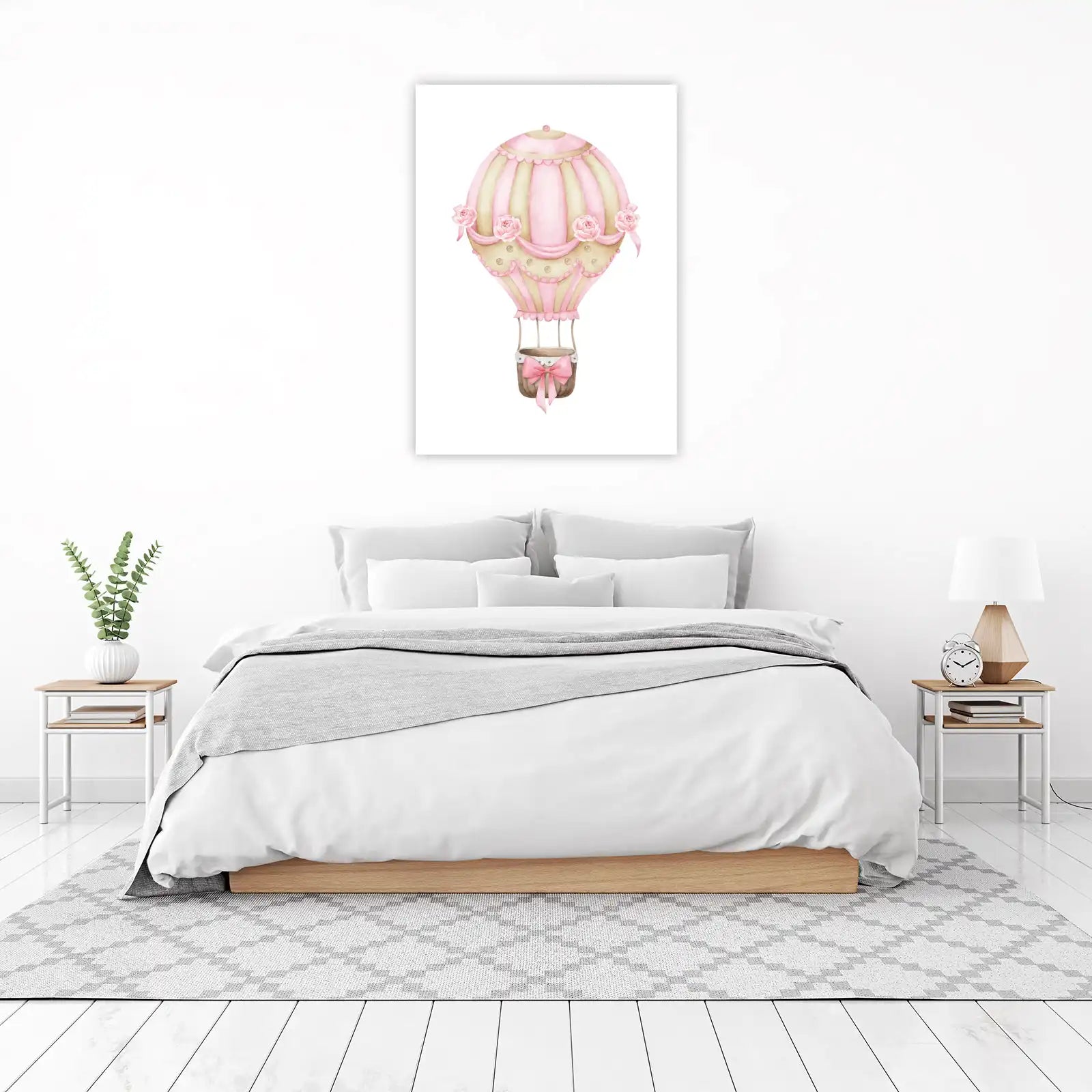 Whimsical Pink Hot Air Balloon Wall Art