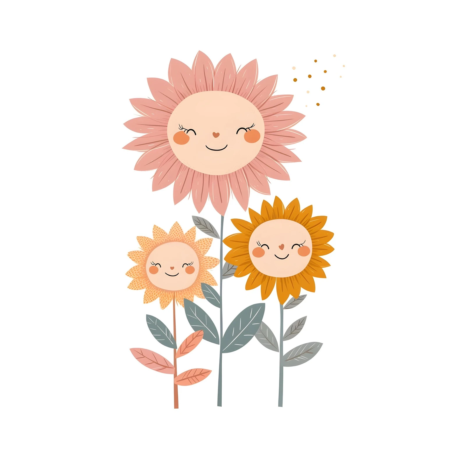 Happy Sunflowers Trio Whimsical Wall Art Wall Art