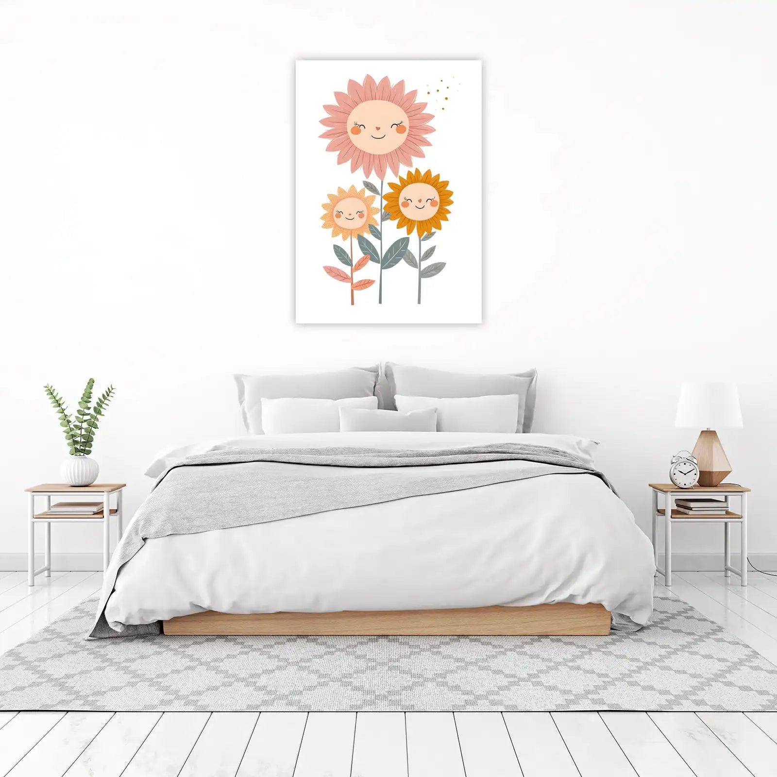 Happy Sunflowers Trio Whimsical Wall Art Wall Art