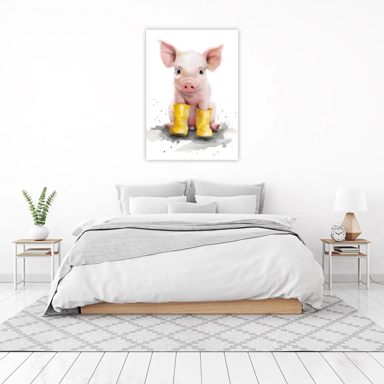 Cute Piggy in Yellow Boots Wall Art