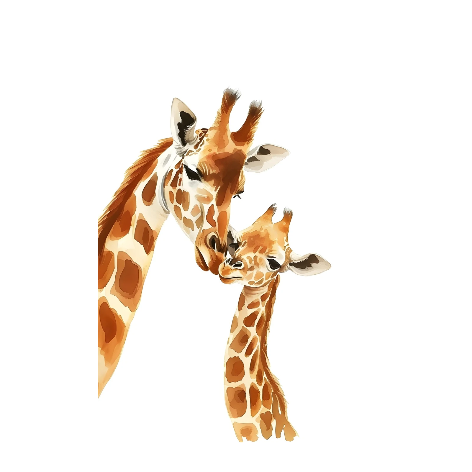 Tender Giraffe Love Watercolor Wall Art