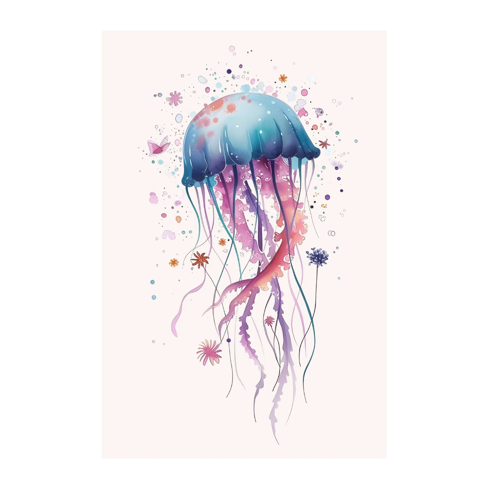 Whimsical Jellyfish Watercolor Wall Art