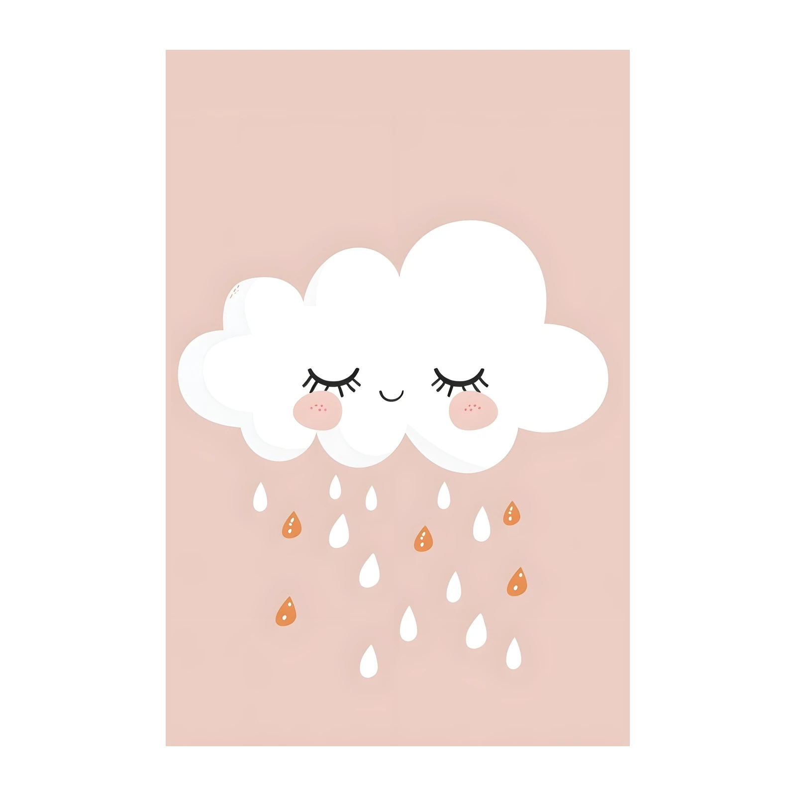 Cute Sleepy Cloud Raindrop Wall Art