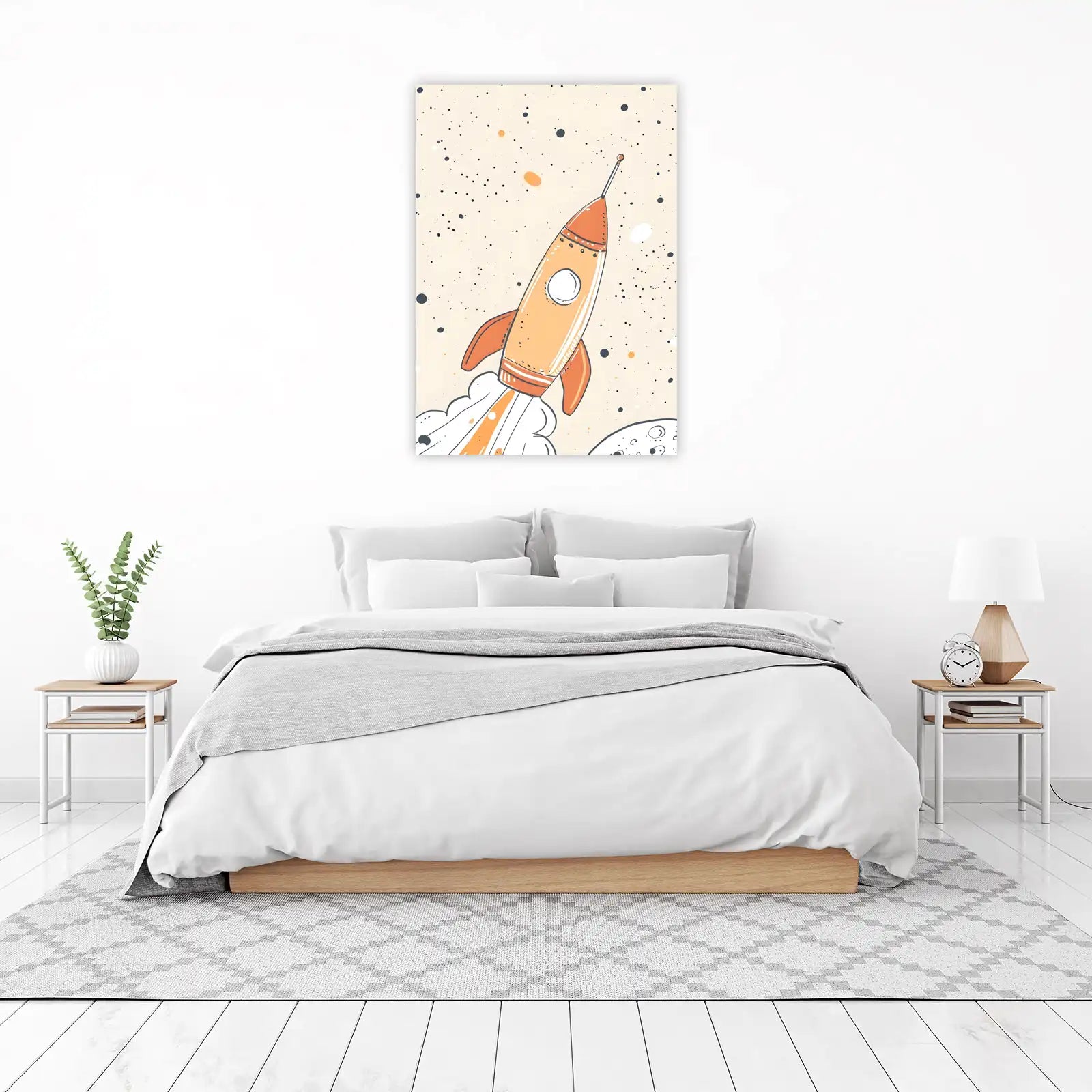 Whimsical Rocket Blast Off Wall Art