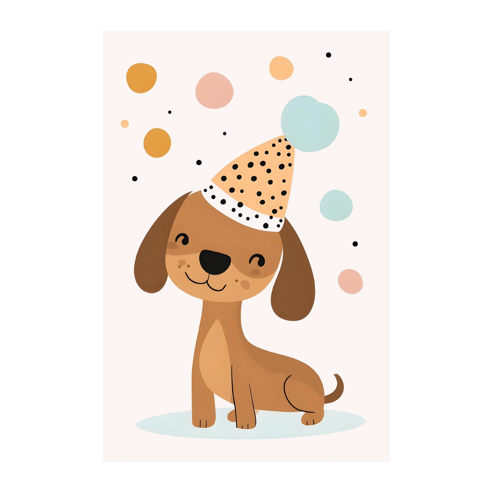Joyful Puppy Party Hat Wall Art