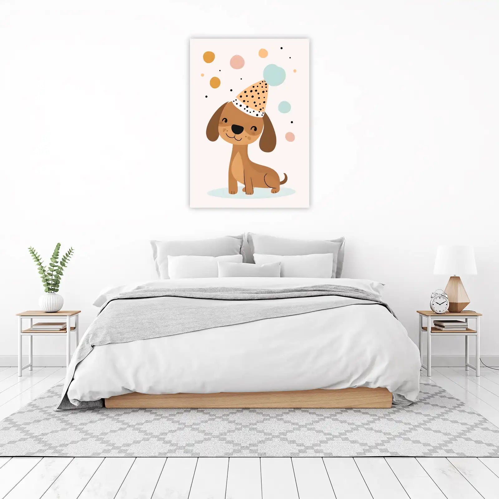 Joyful Puppy Party Hat Wall Art