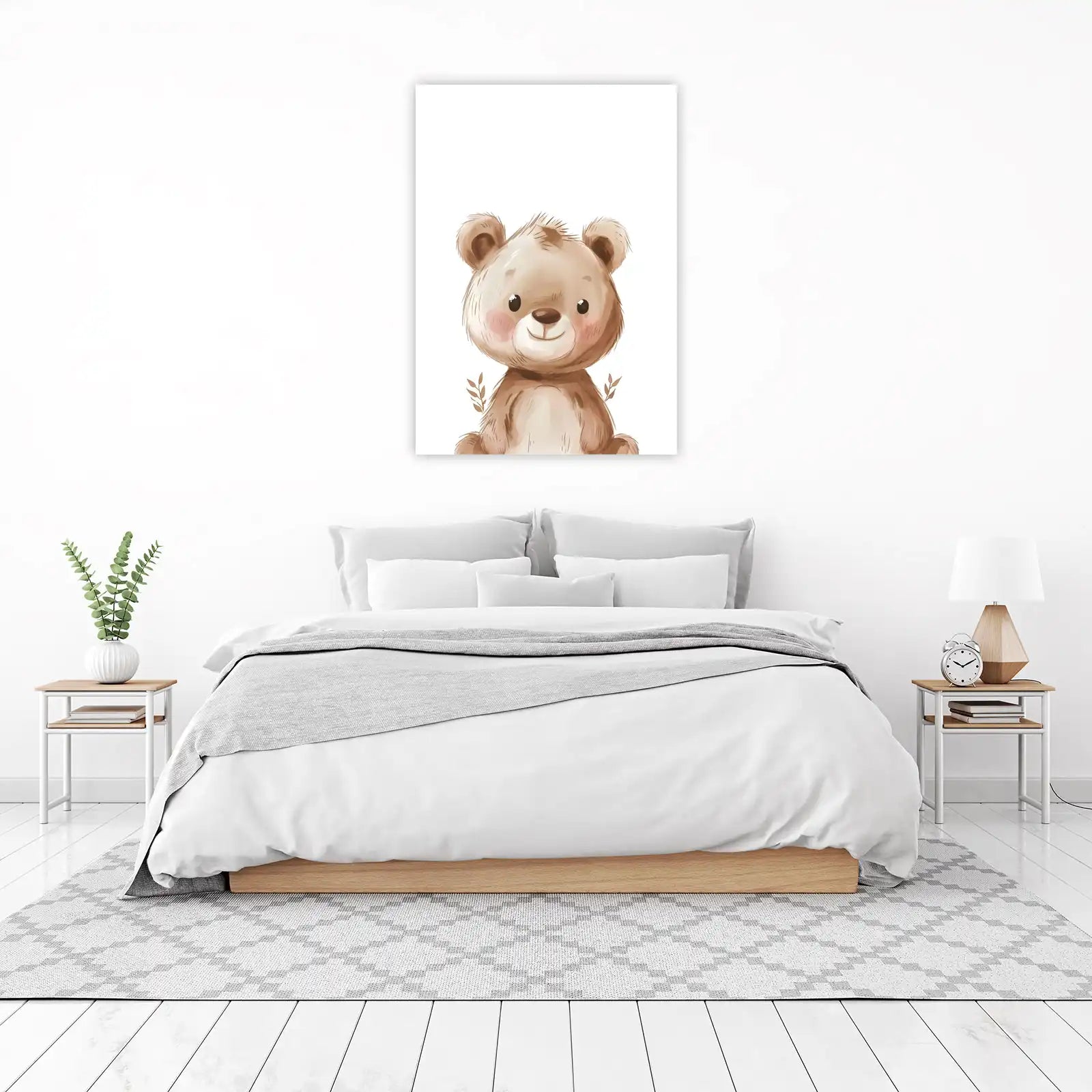 Adorable Teddy Bear Watercolor Wall Art