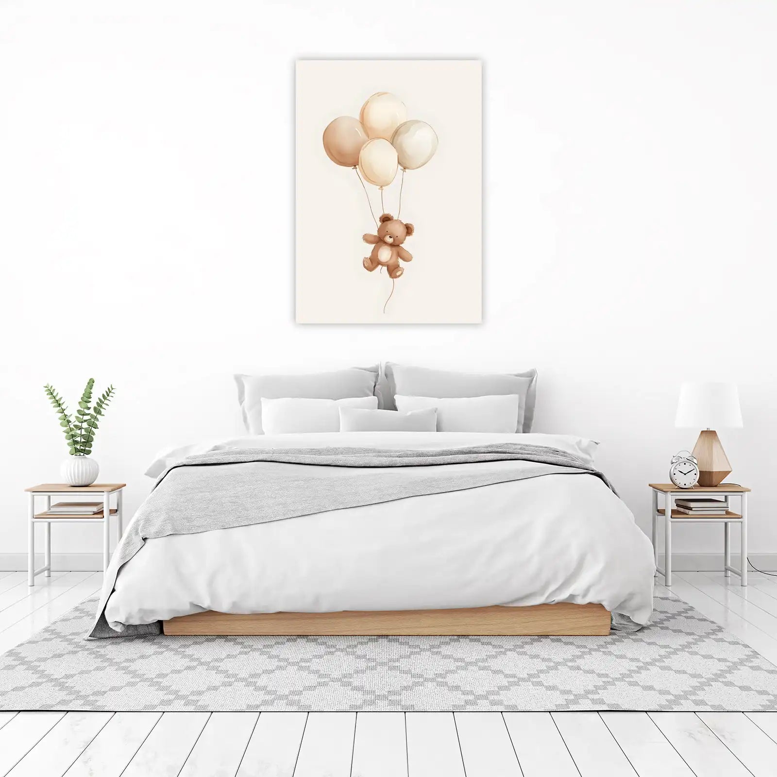 Whimsical Teddy Bear Balloon Ride Wall Art