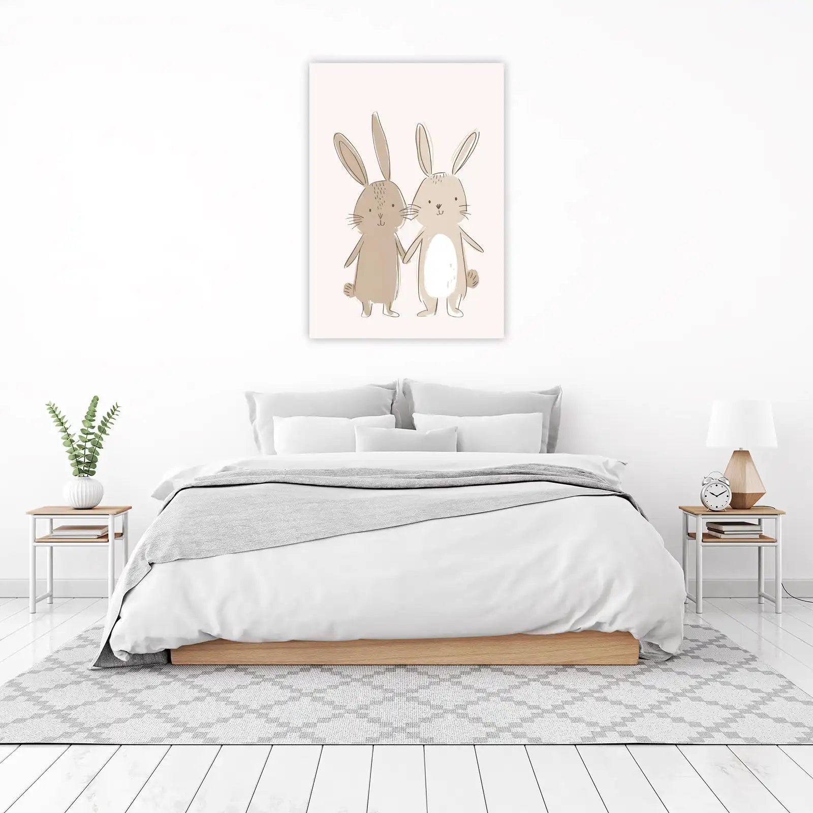 Adorable Bunny Friends Beige Wall Art