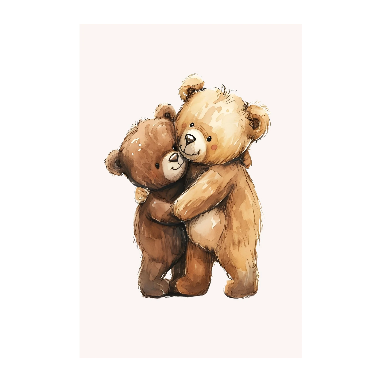 Cozy Bear Hug Watercolor Wall Art