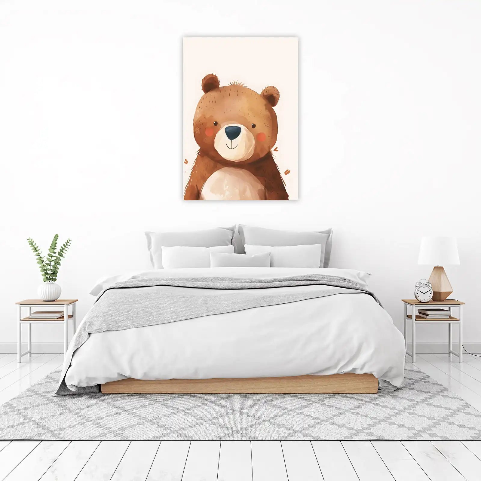 Adorable Watercolor Teddy Bear Nursery Wall Art
