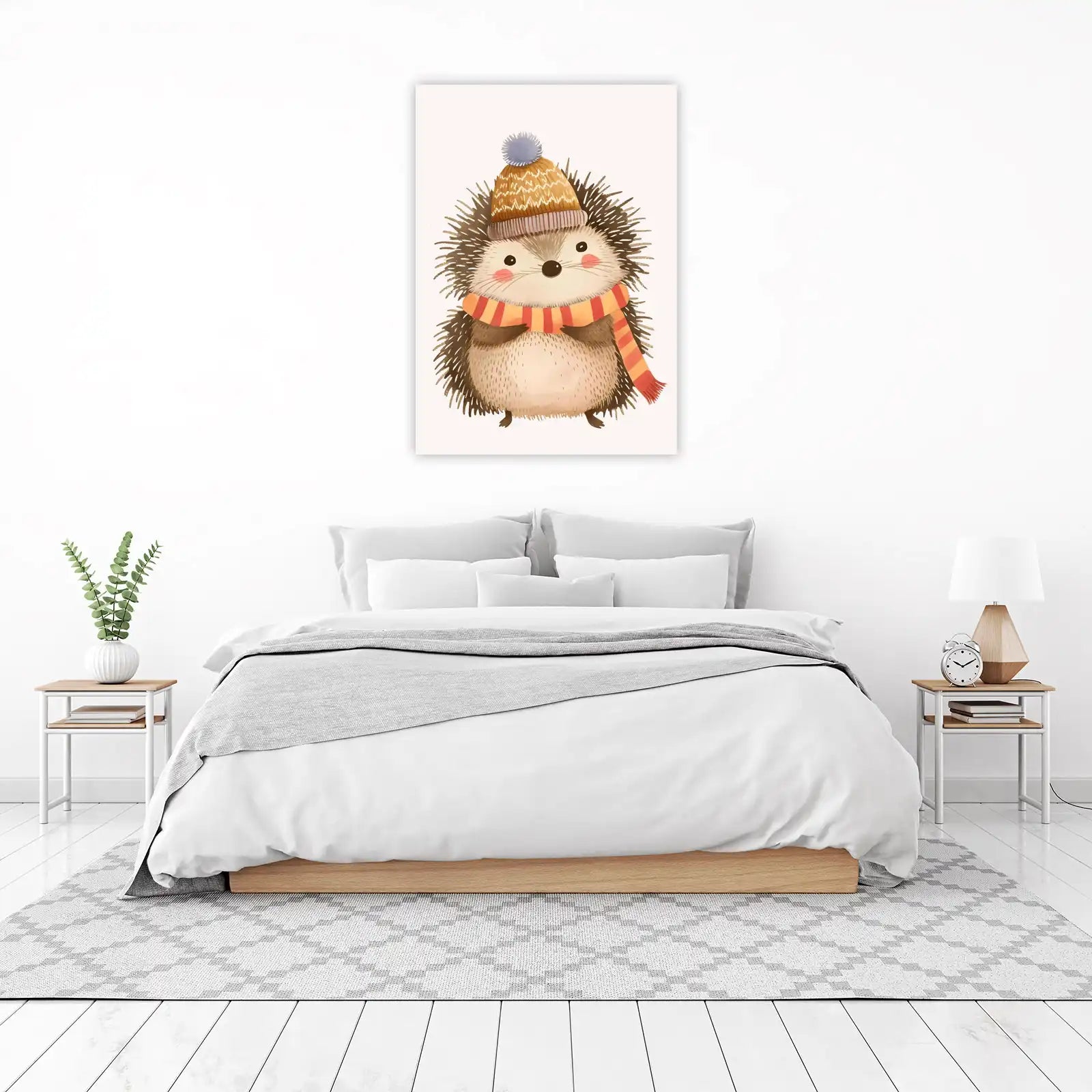 Cozy Hedgehog Winter Hat Scarf Wall Art