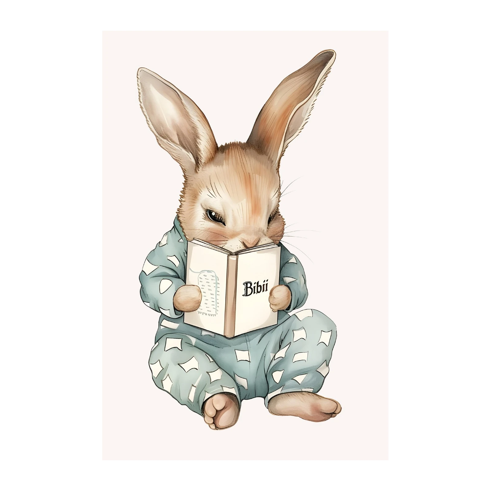 Sweet Rabbit Reading 'Bibii' Pajama Wall Art